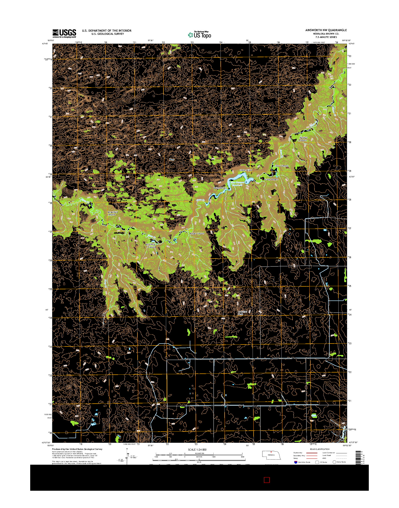 USGS US TOPO 7.5-MINUTE MAP FOR AINSWORTH NW, NE 2014
