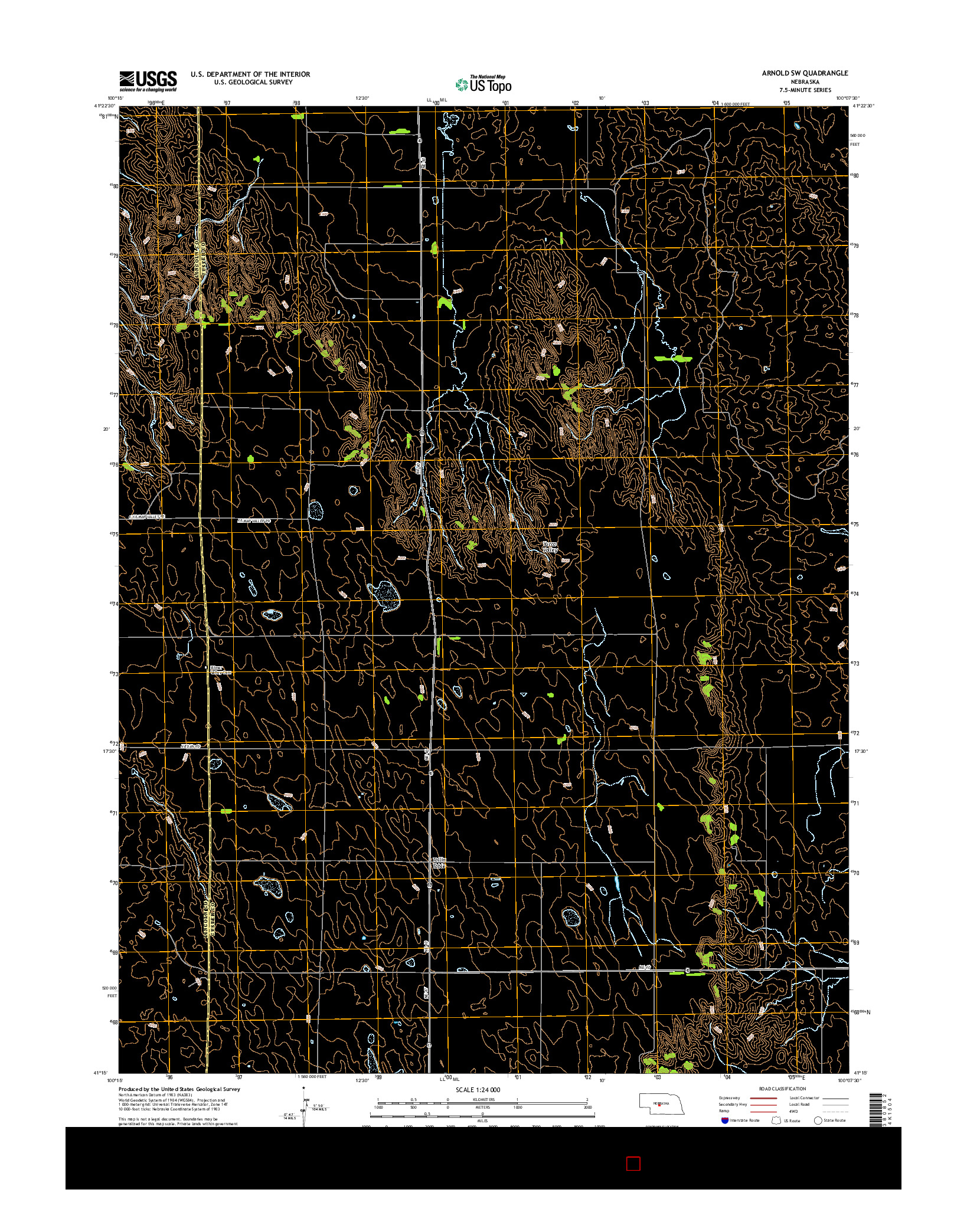 USGS US TOPO 7.5-MINUTE MAP FOR ARNOLD SW, NE 2014
