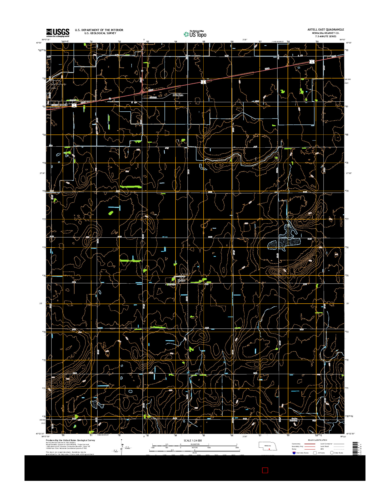USGS US TOPO 7.5-MINUTE MAP FOR AXTELL EAST, NE 2014
