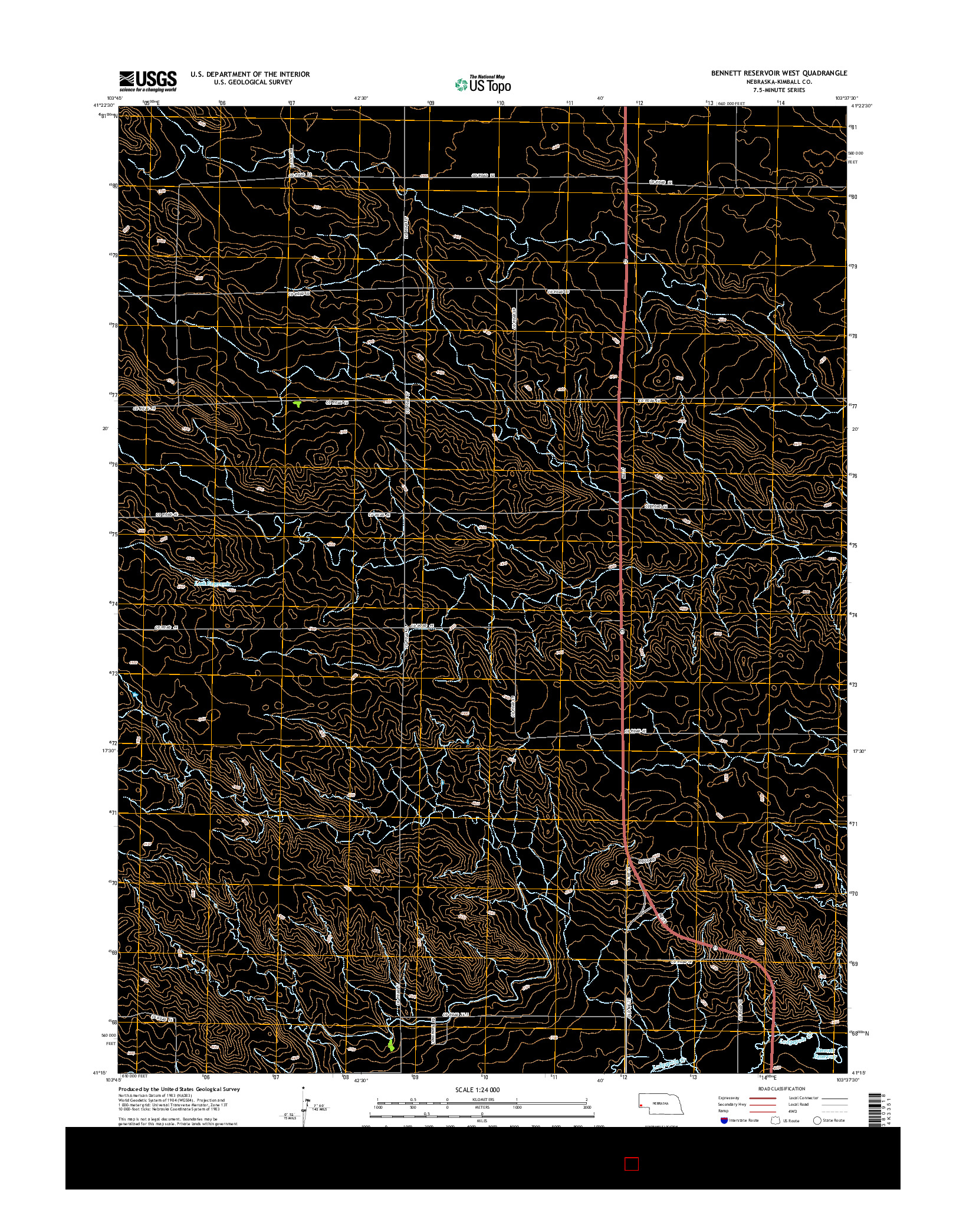 USGS US TOPO 7.5-MINUTE MAP FOR BENNETT RESERVOIR WEST, NE 2014