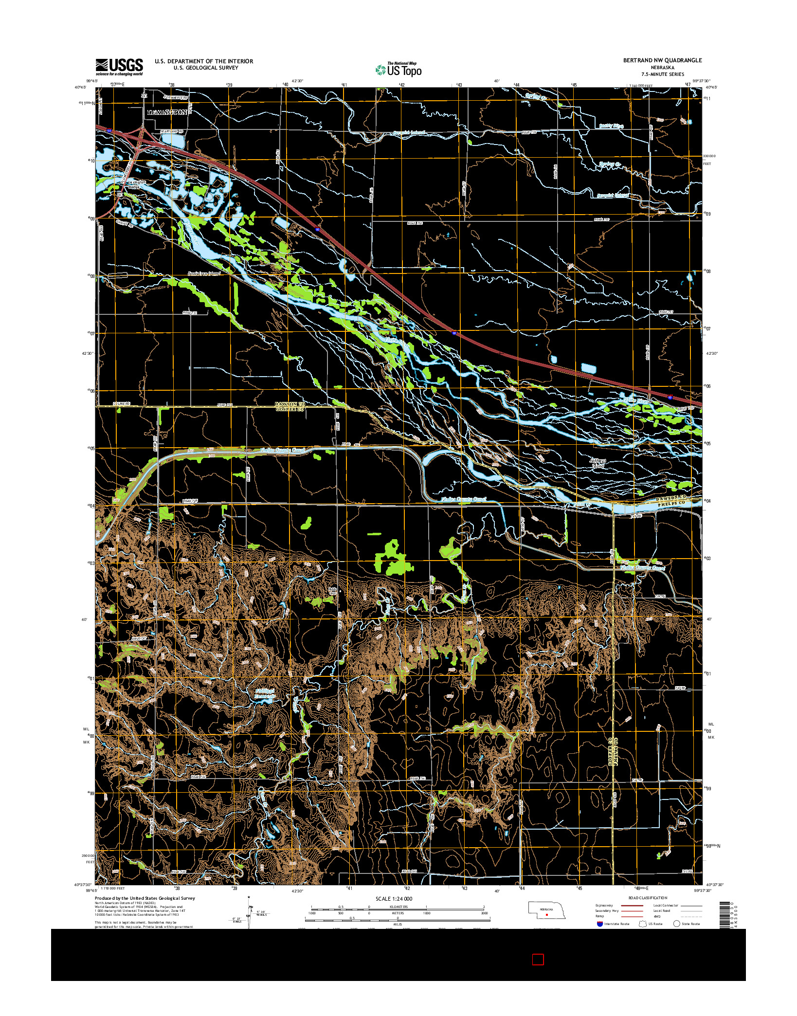 USGS US TOPO 7.5-MINUTE MAP FOR BERTRAND NW, NE 2014