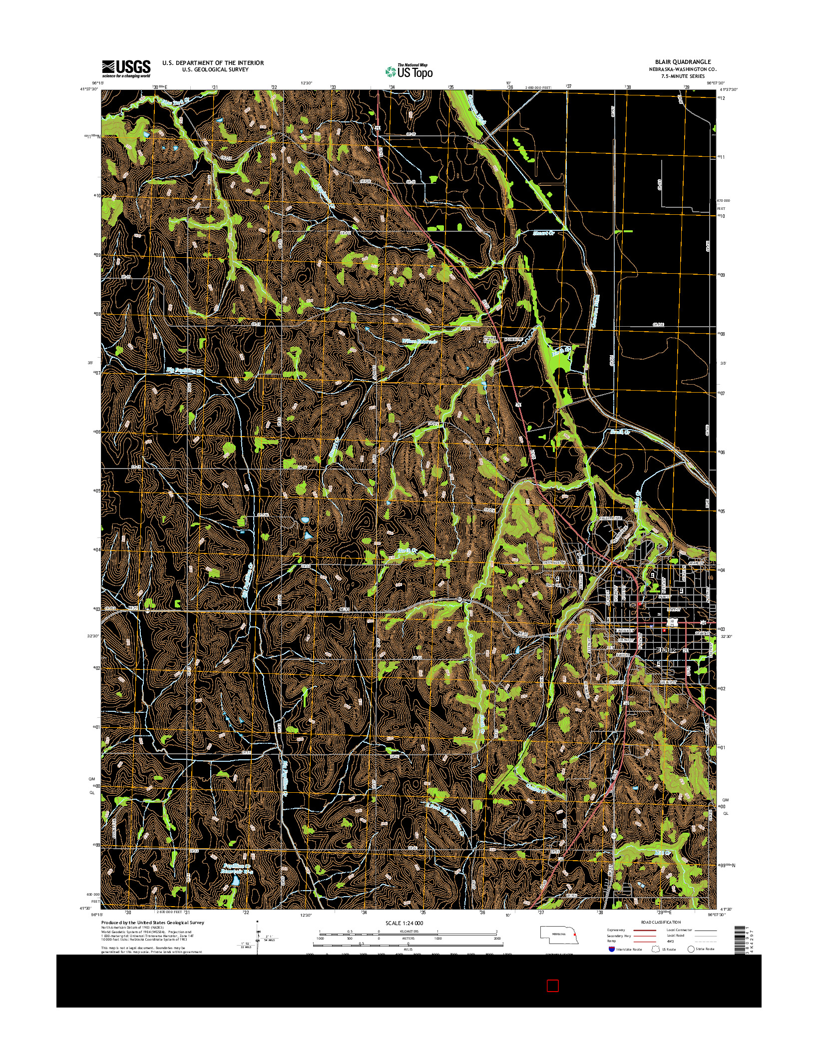 USGS US TOPO 7.5-MINUTE MAP FOR BLAIR, NE 2014