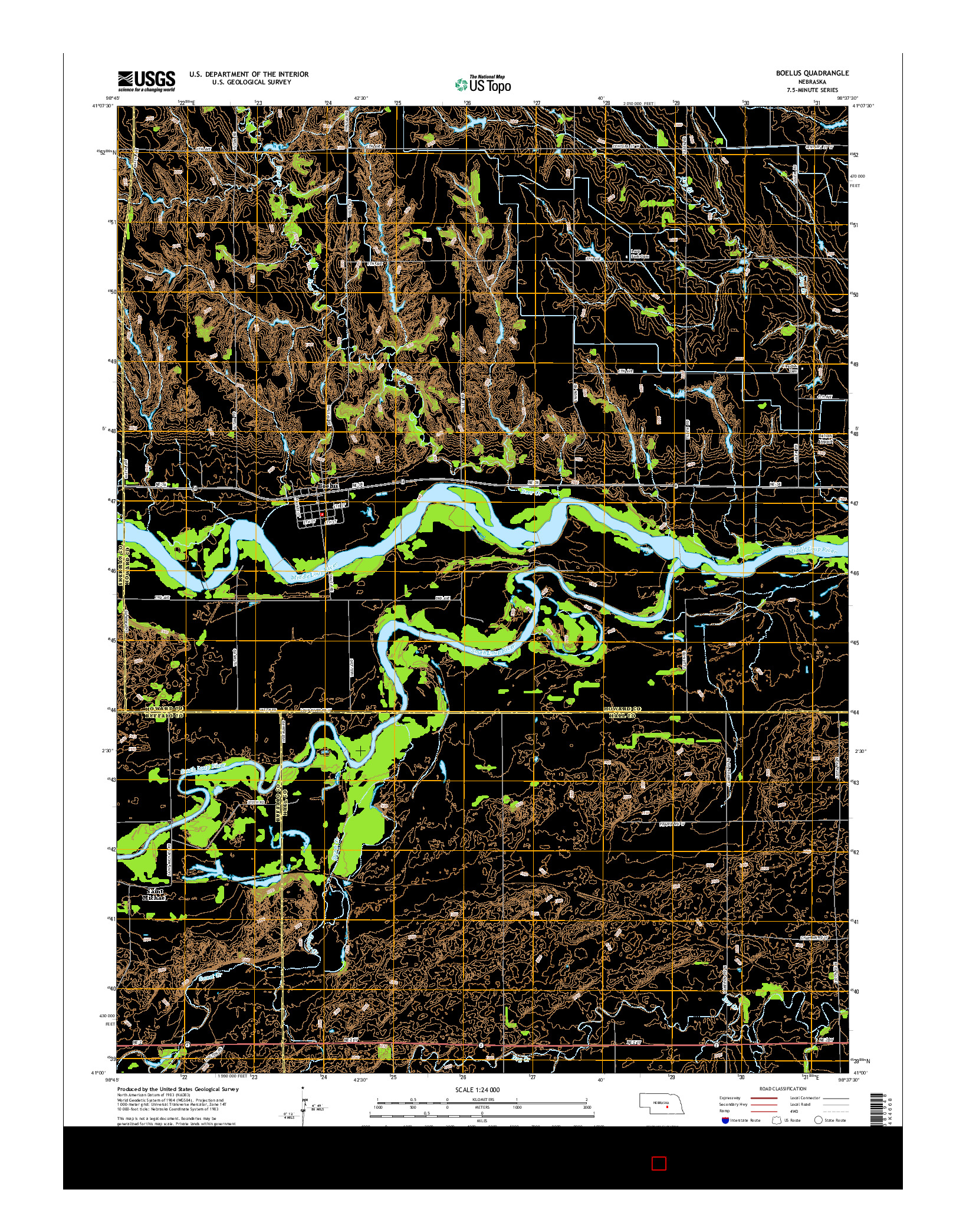 USGS US TOPO 7.5-MINUTE MAP FOR BOELUS, NE 2014