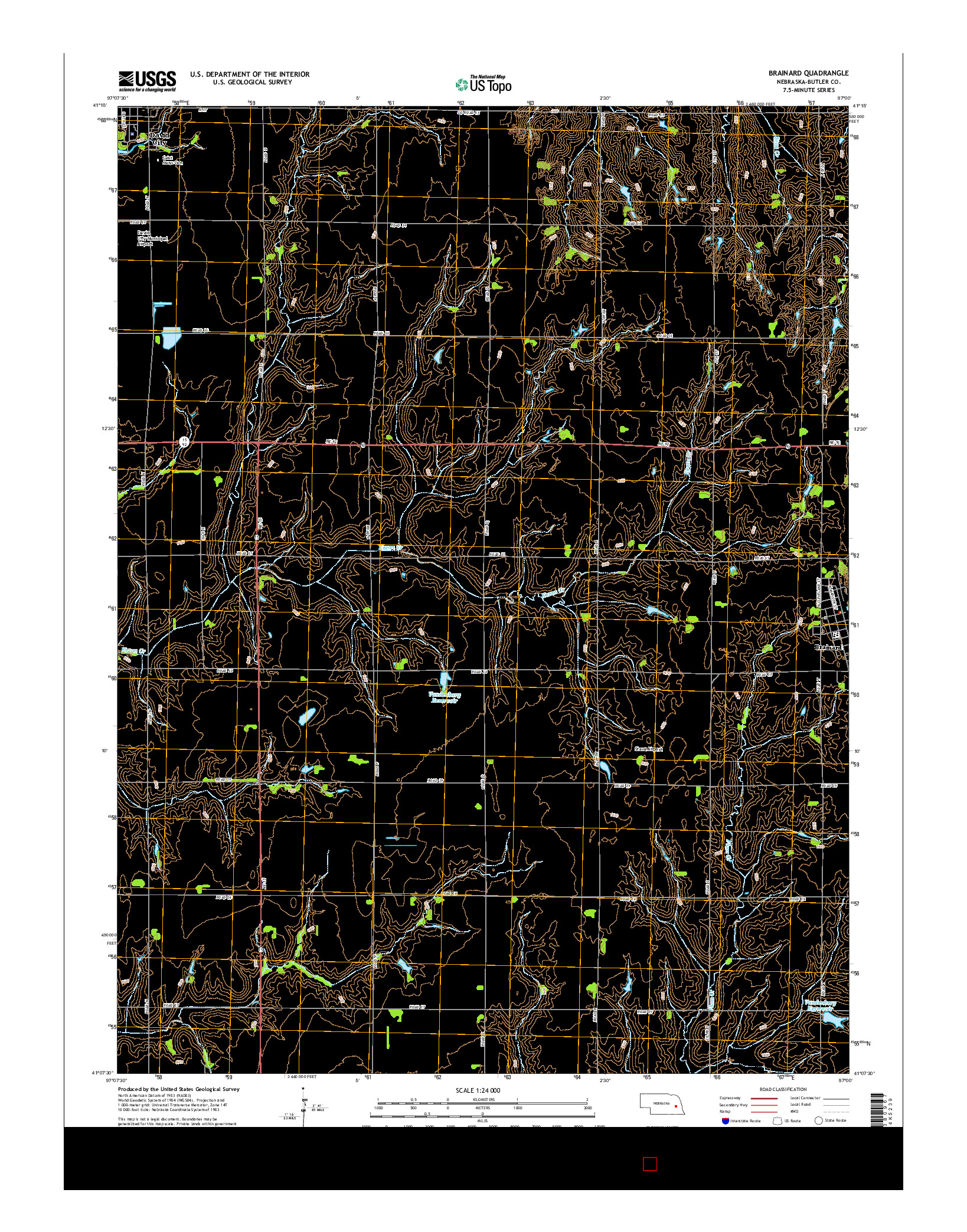 USGS US TOPO 7.5-MINUTE MAP FOR BRAINARD, NE 2014