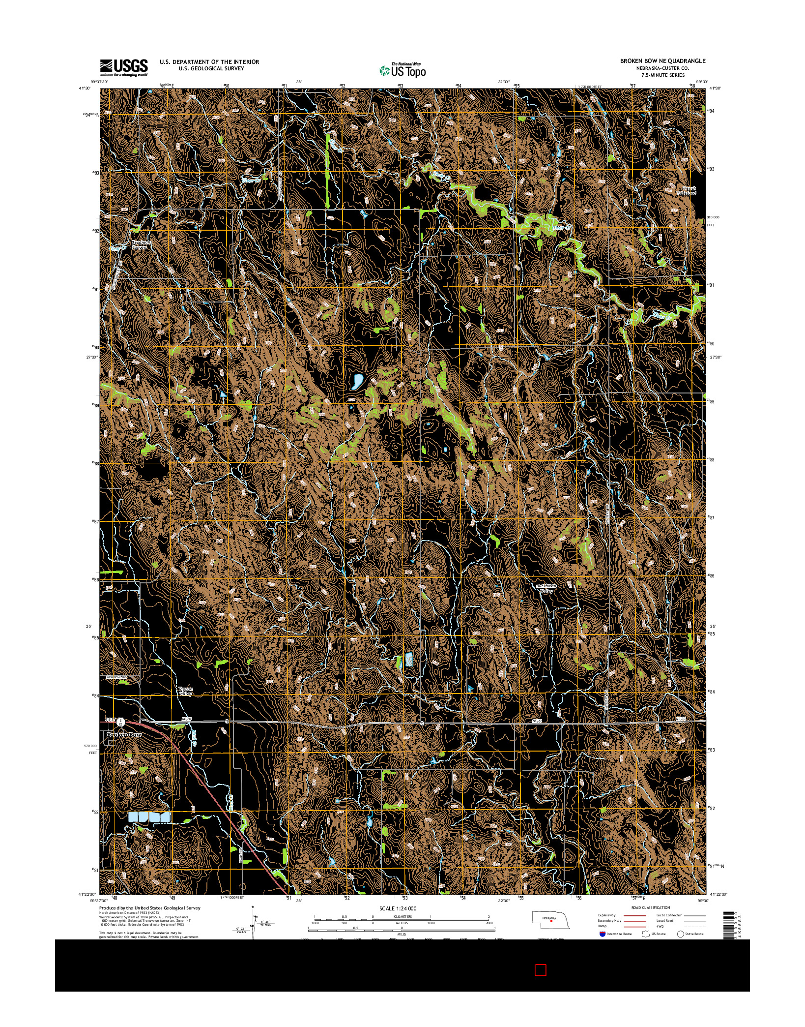 USGS US TOPO 7.5-MINUTE MAP FOR BROKEN BOW NE, NE 2014