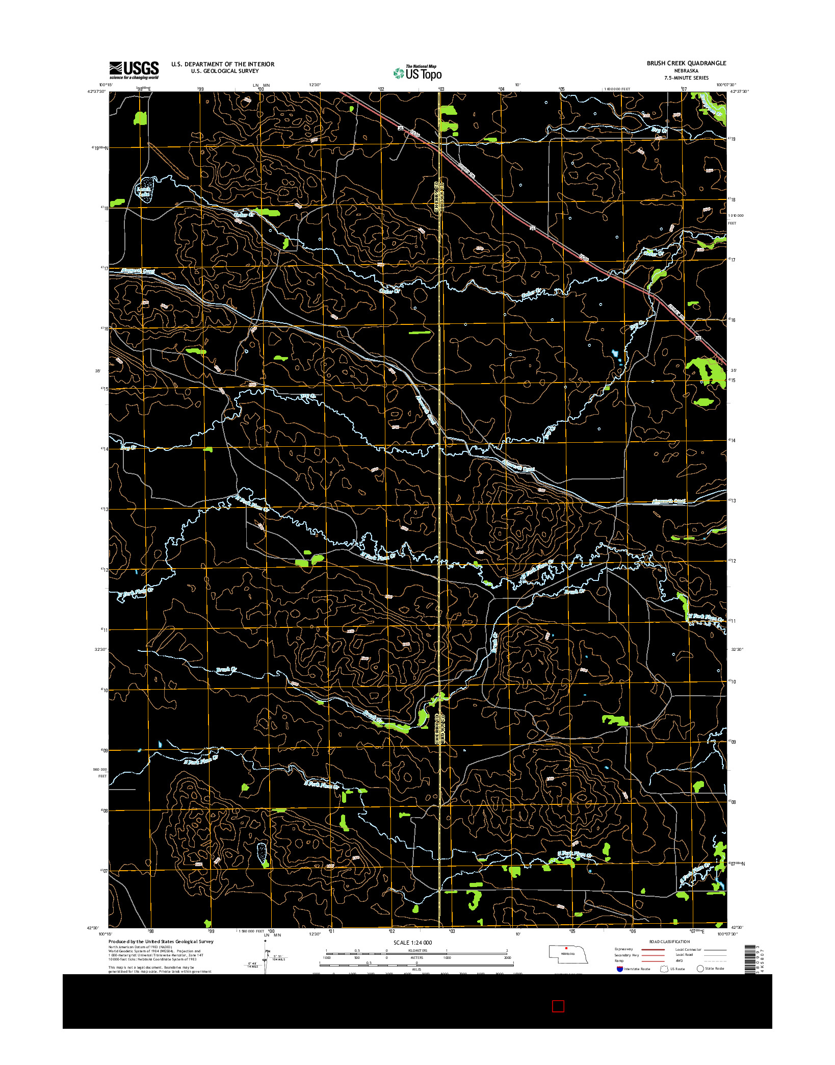 USGS US TOPO 7.5-MINUTE MAP FOR BRUSH CREEK, NE 2014