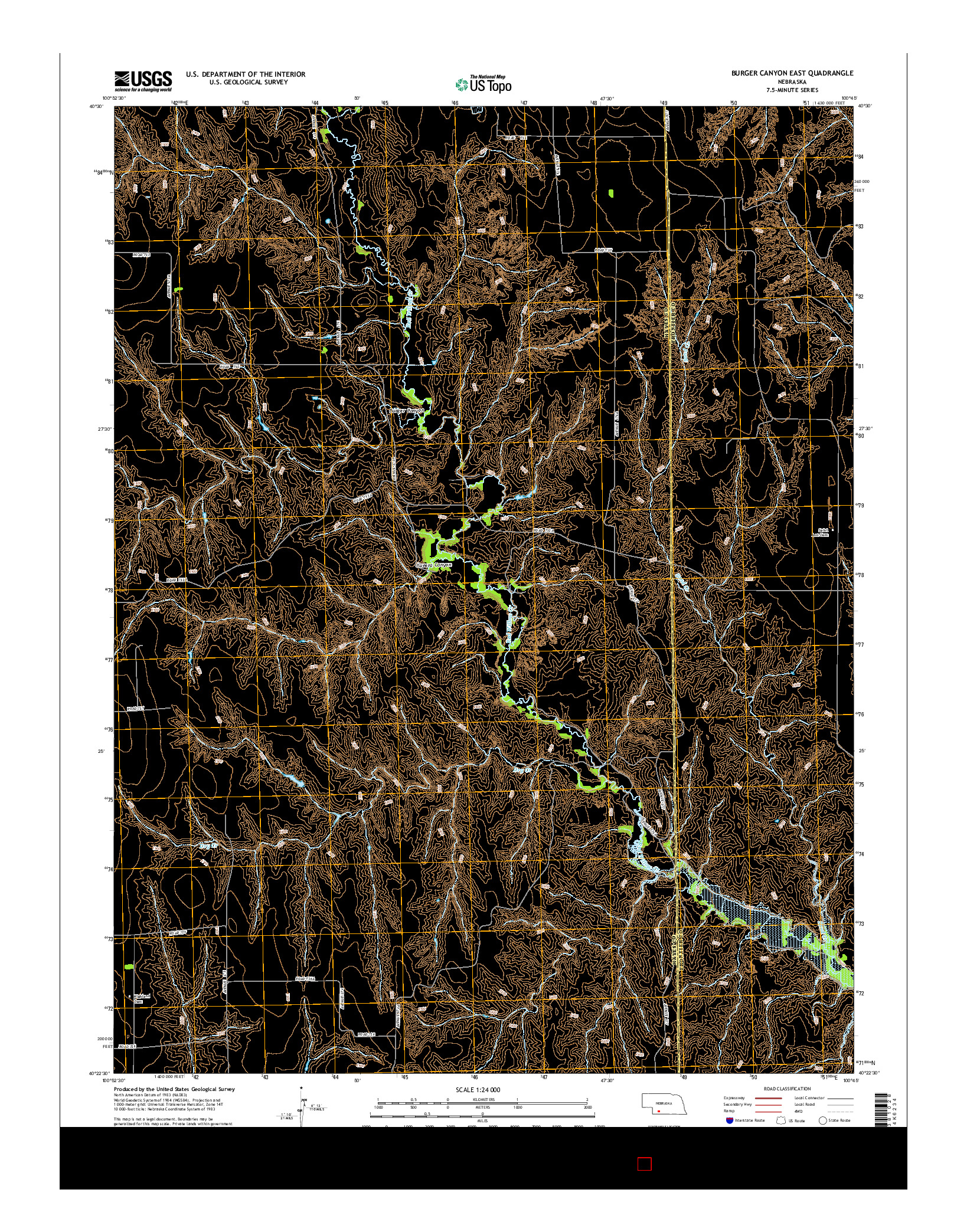 USGS US TOPO 7.5-MINUTE MAP FOR BURGER CANYON EAST, NE 2014