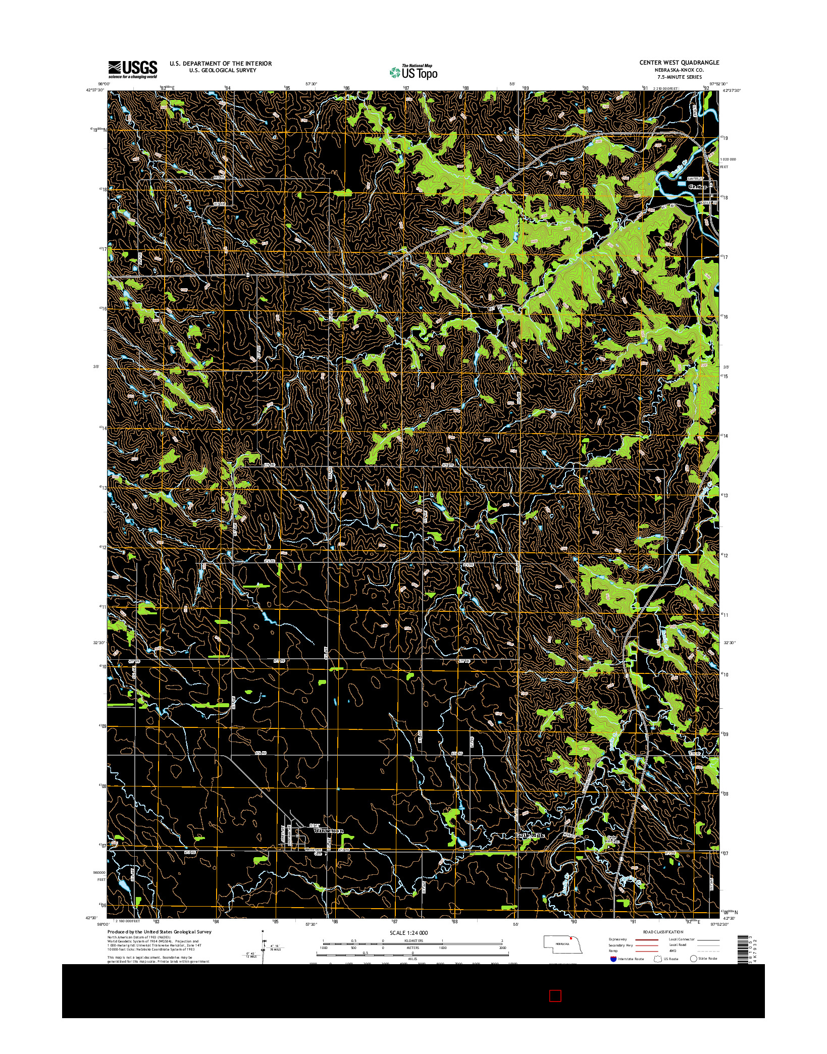 USGS US TOPO 7.5-MINUTE MAP FOR CENTER WEST, NE 2014