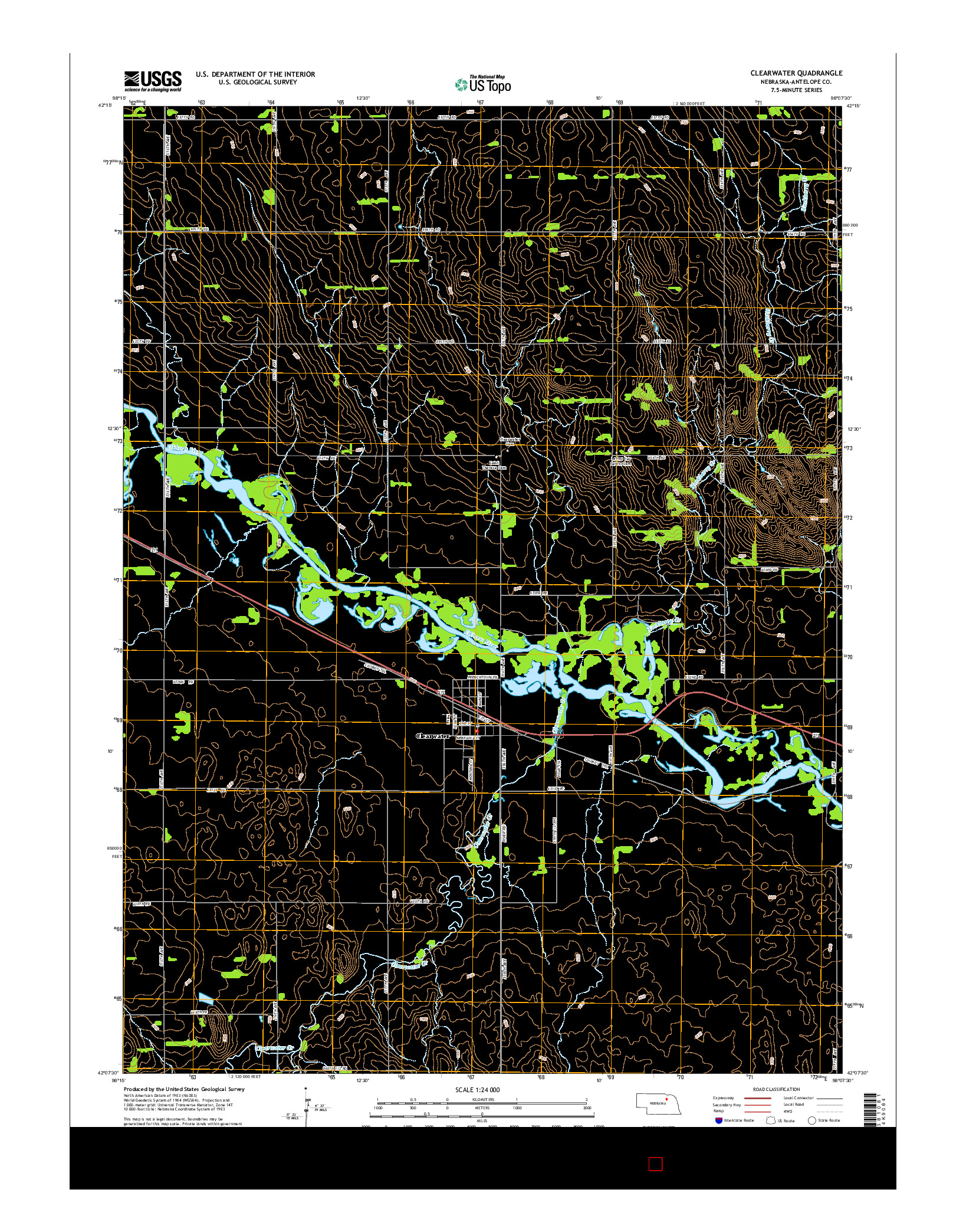 USGS US TOPO 7.5-MINUTE MAP FOR CLEARWATER, NE 2014
