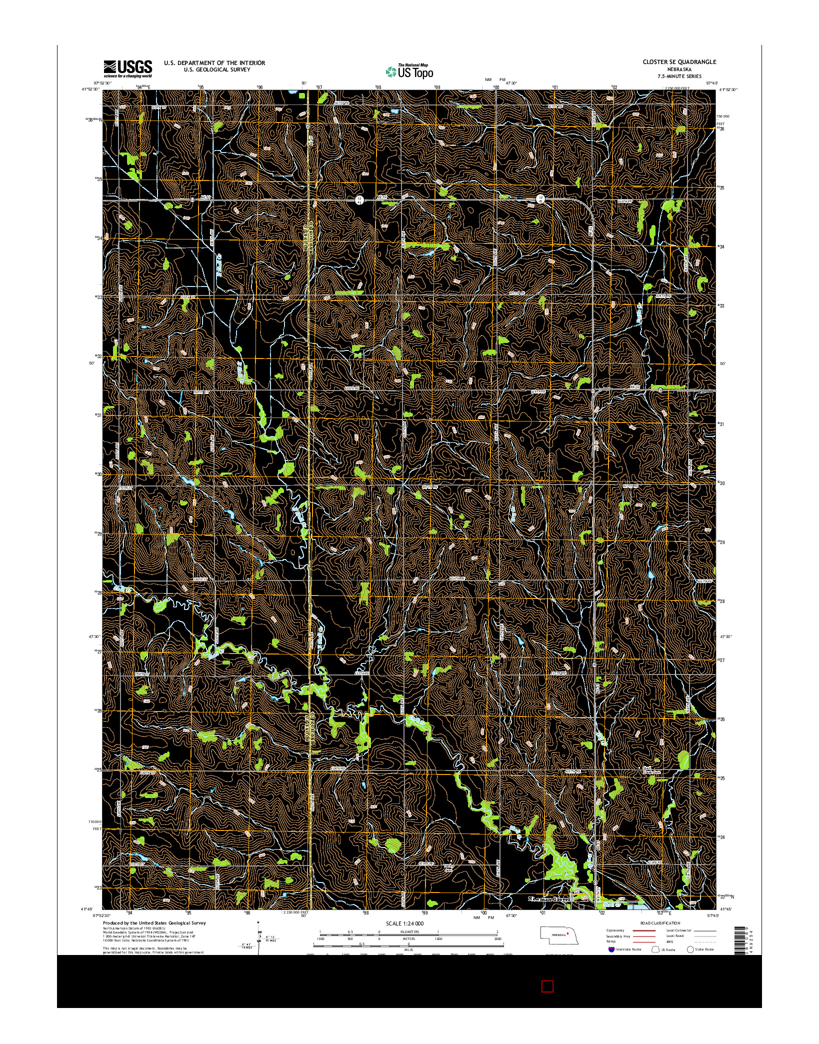 USGS US TOPO 7.5-MINUTE MAP FOR CLOSTER SE, NE 2014