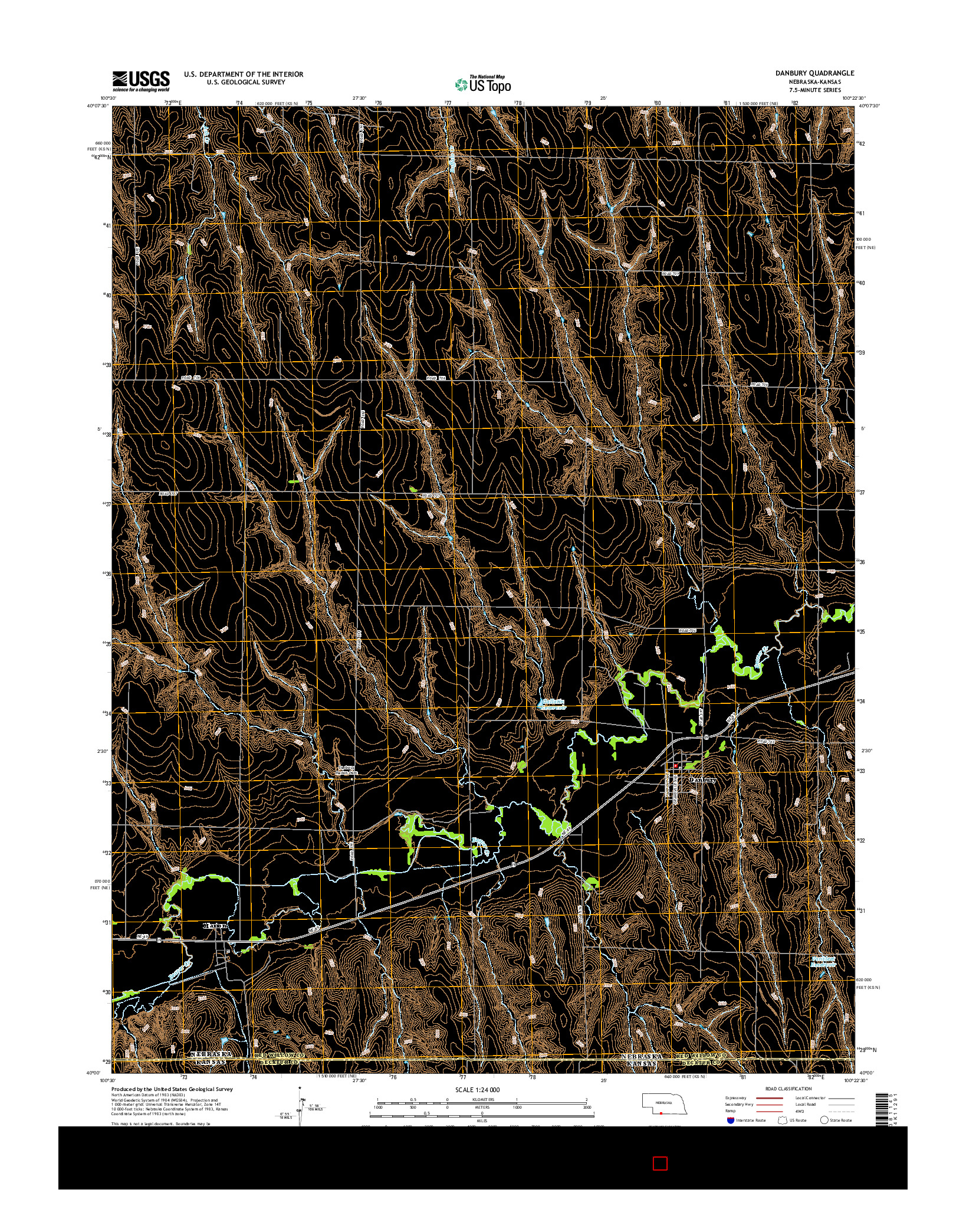 USGS US TOPO 7.5-MINUTE MAP FOR DANBURY, NE-KS 2014