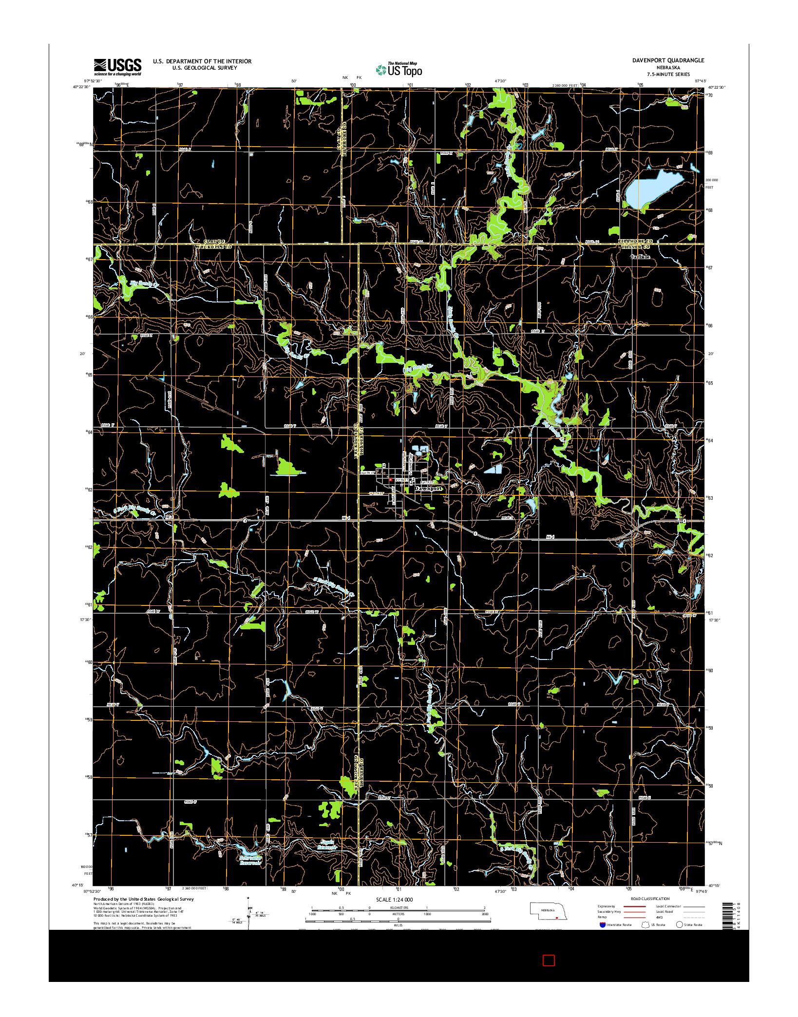 USGS US TOPO 7.5-MINUTE MAP FOR DAVENPORT, NE 2014