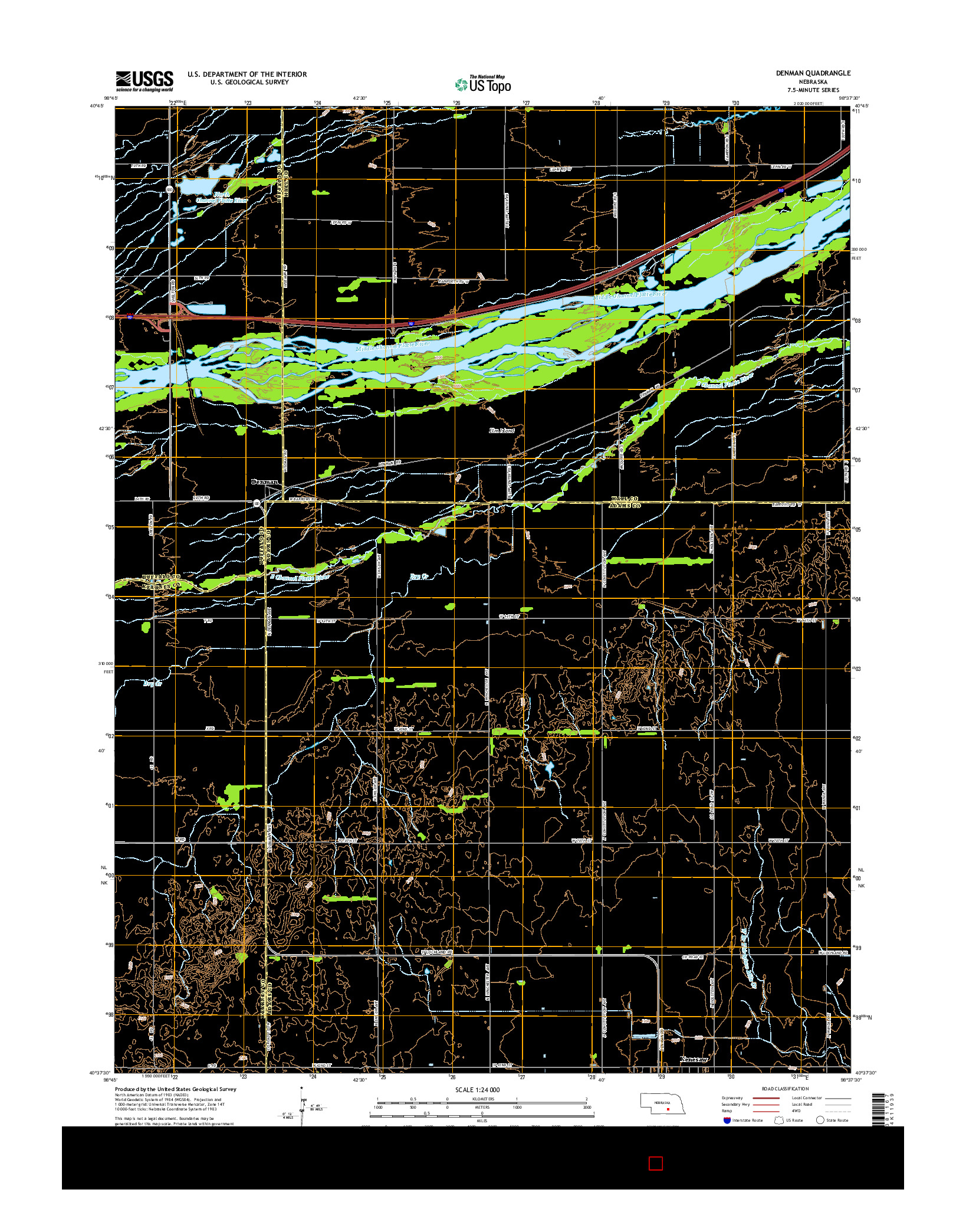 USGS US TOPO 7.5-MINUTE MAP FOR DENMAN, NE 2014