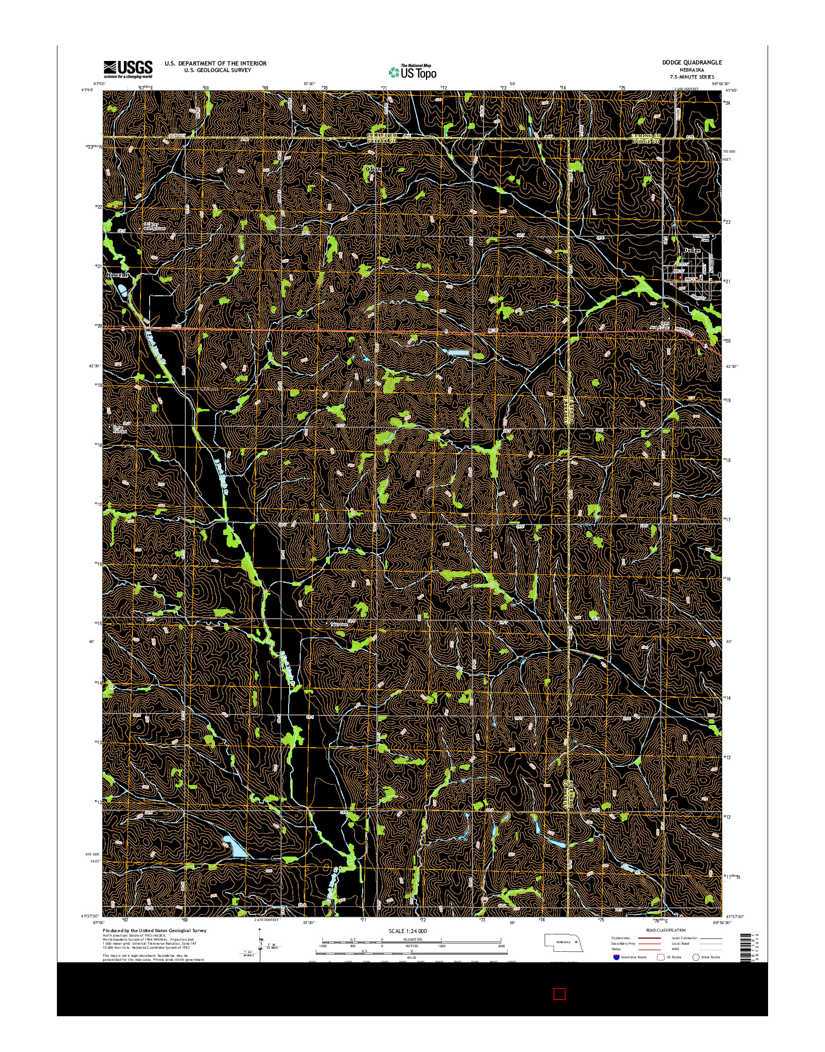USGS US TOPO 7.5-MINUTE MAP FOR DODGE, NE 2014