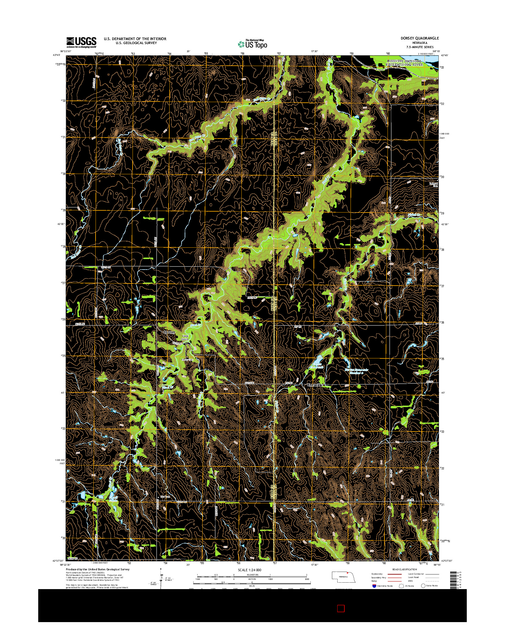 USGS US TOPO 7.5-MINUTE MAP FOR DORSEY, NE 2014