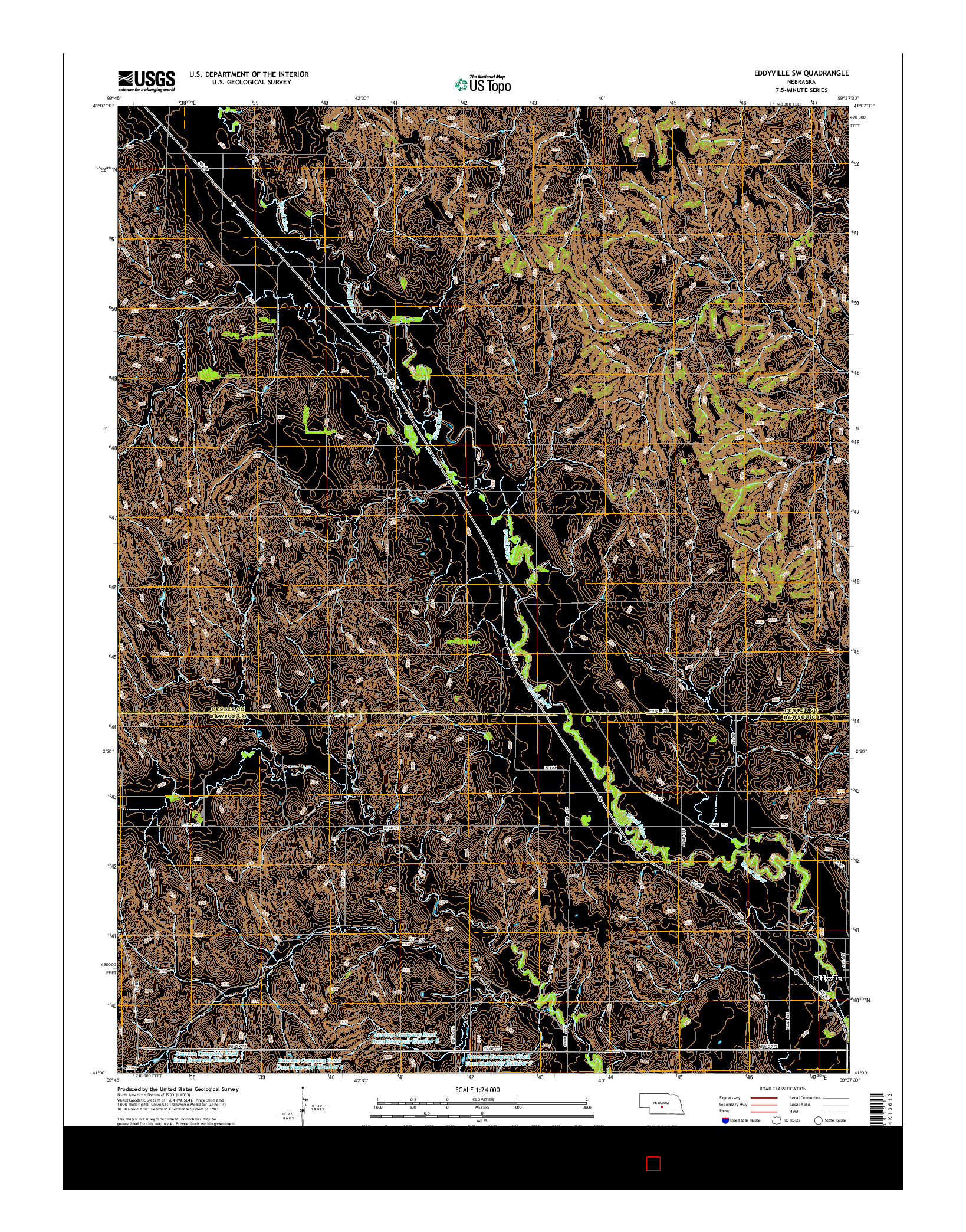 USGS US TOPO 7.5-MINUTE MAP FOR EDDYVILLE SW, NE 2014