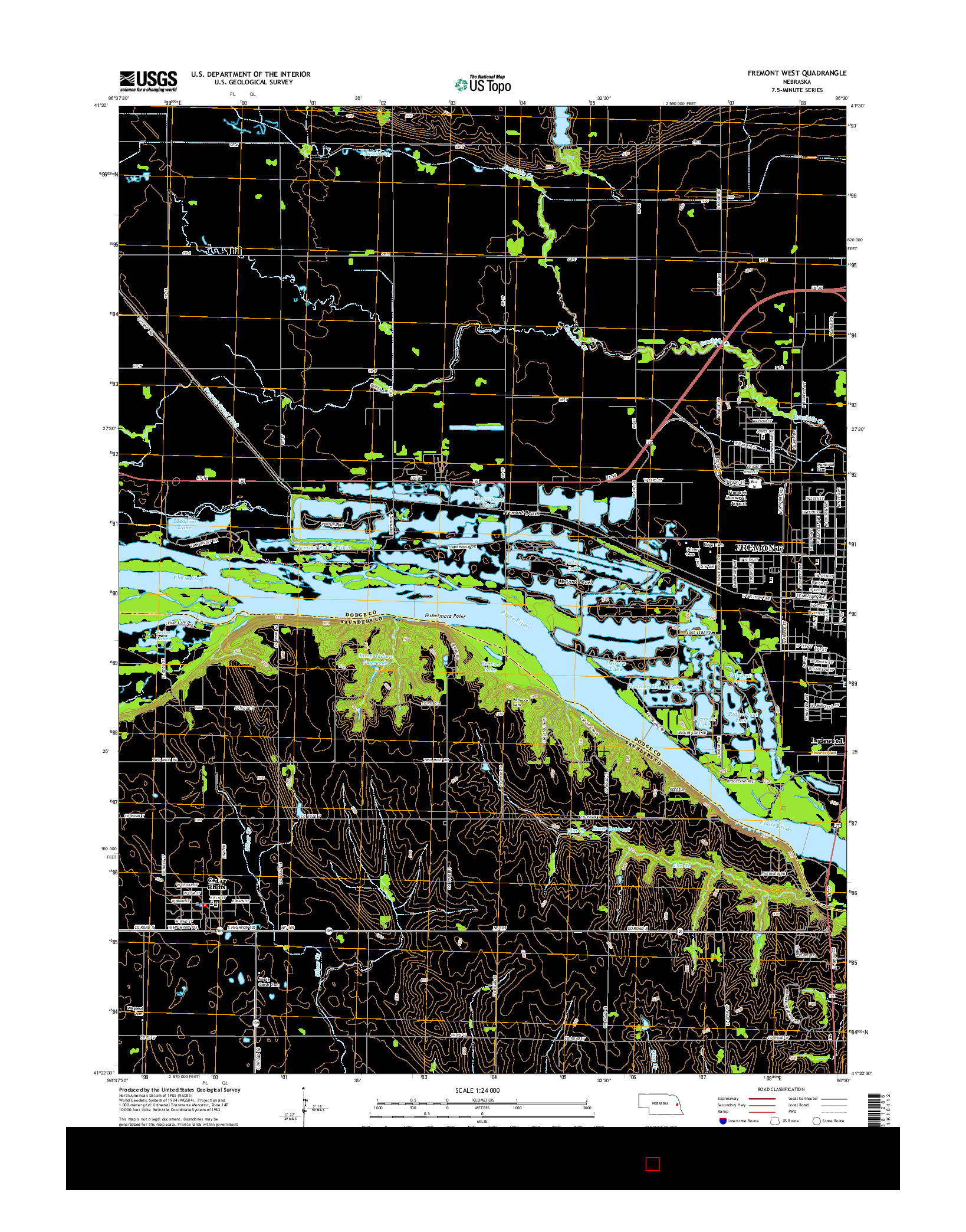 USGS US TOPO 7.5-MINUTE MAP FOR FREMONT WEST, NE 2014
