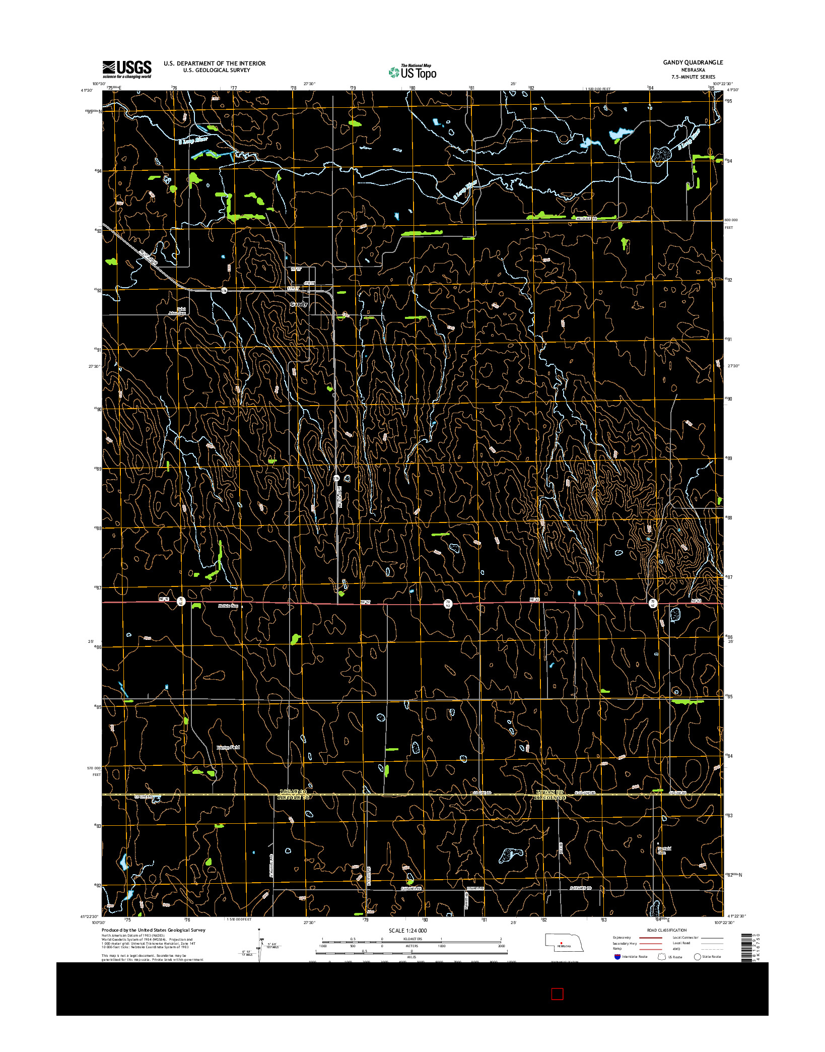 USGS US TOPO 7.5-MINUTE MAP FOR GANDY, NE 2014