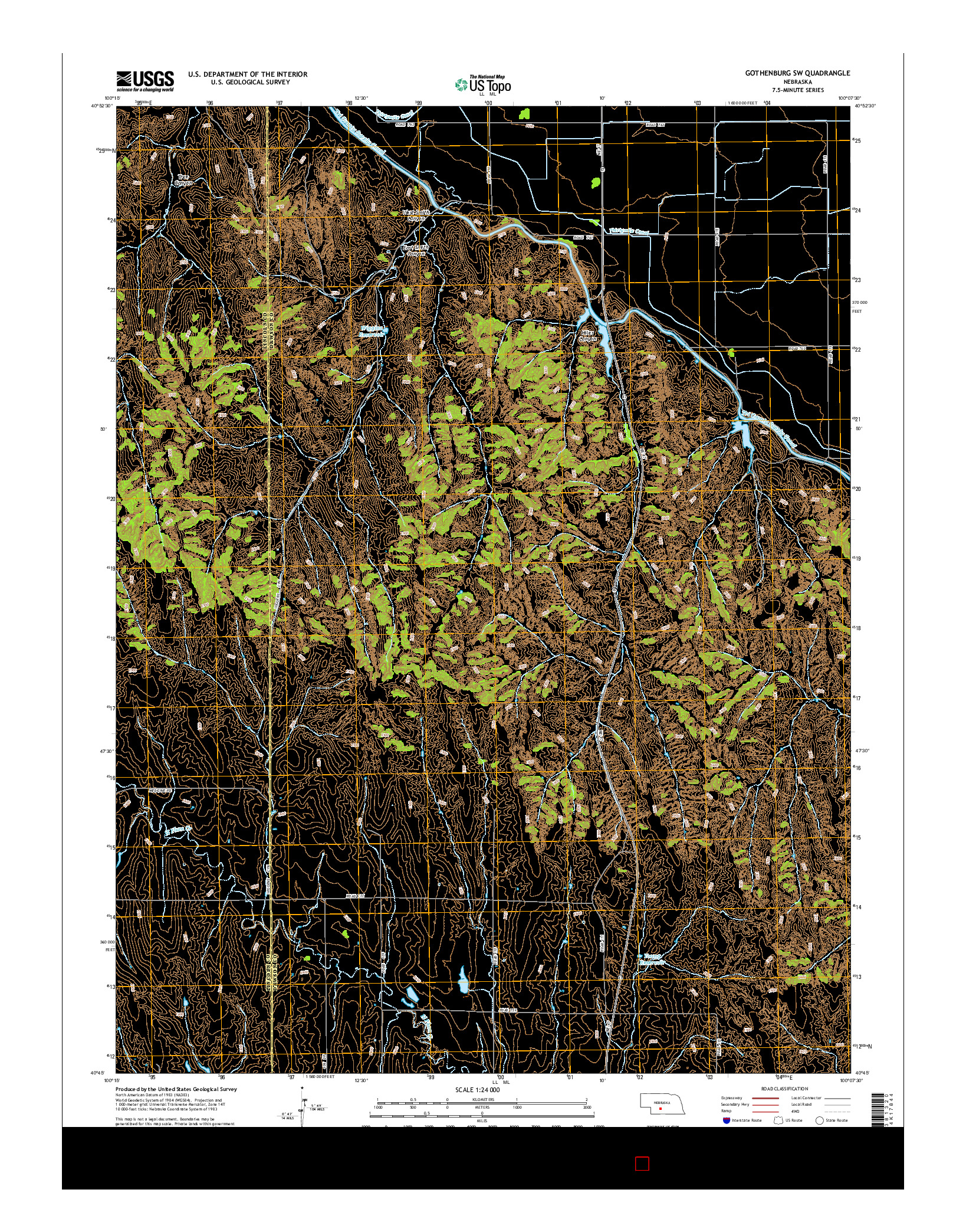 USGS US TOPO 7.5-MINUTE MAP FOR GOTHENBURG SW, NE 2014
