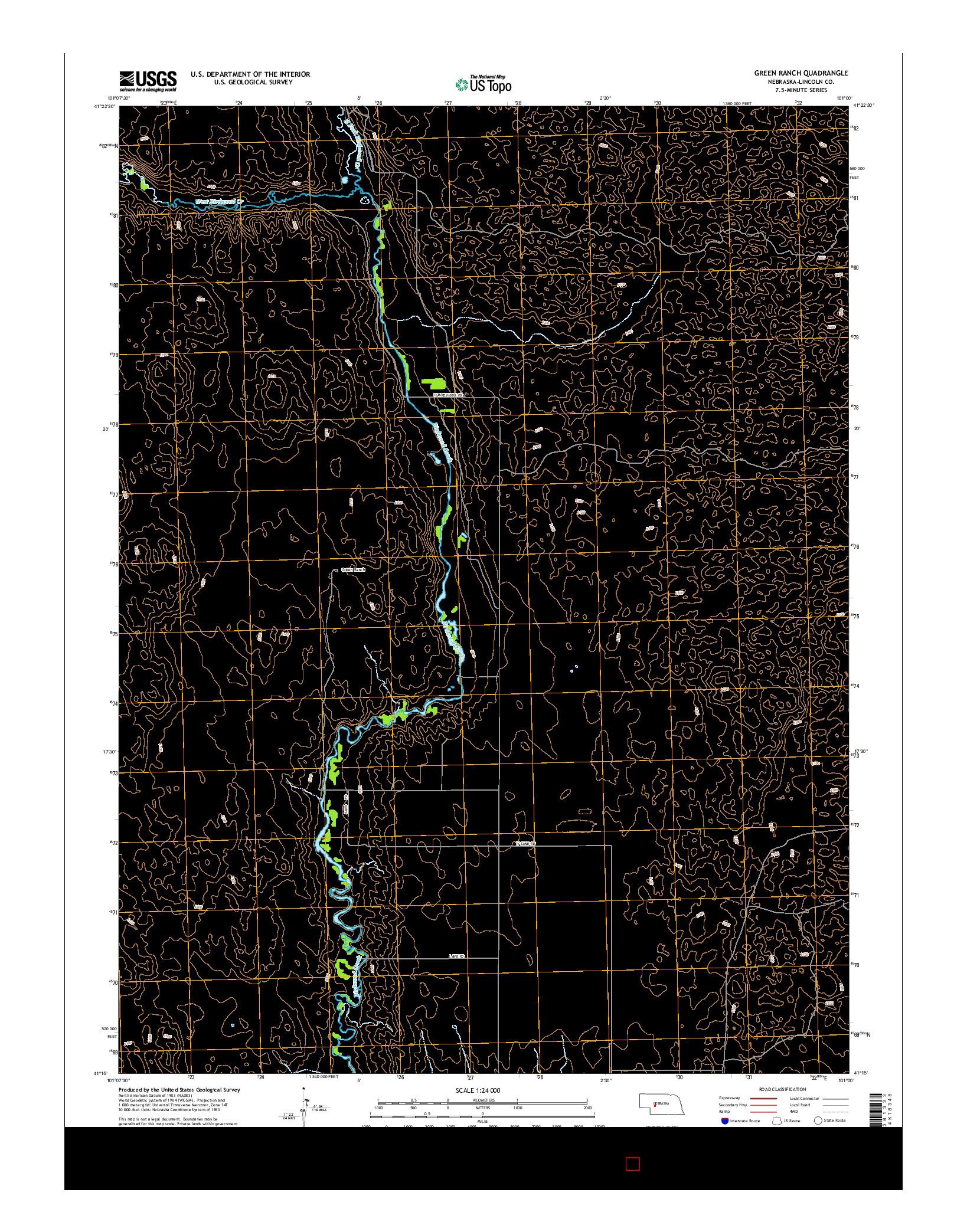 USGS US TOPO 7.5-MINUTE MAP FOR GREEN RANCH, NE 2014