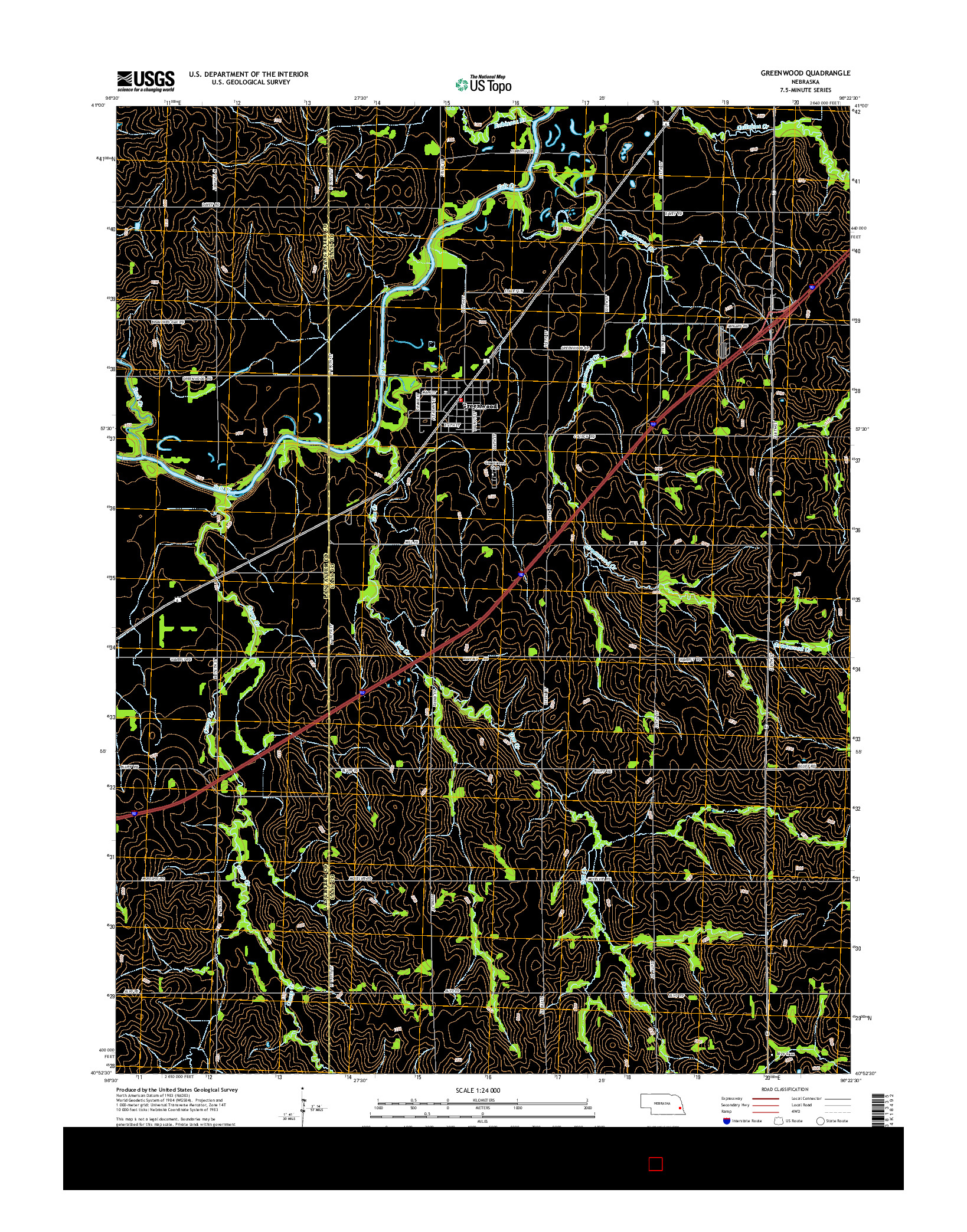 USGS US TOPO 7.5-MINUTE MAP FOR GREENWOOD, NE 2014