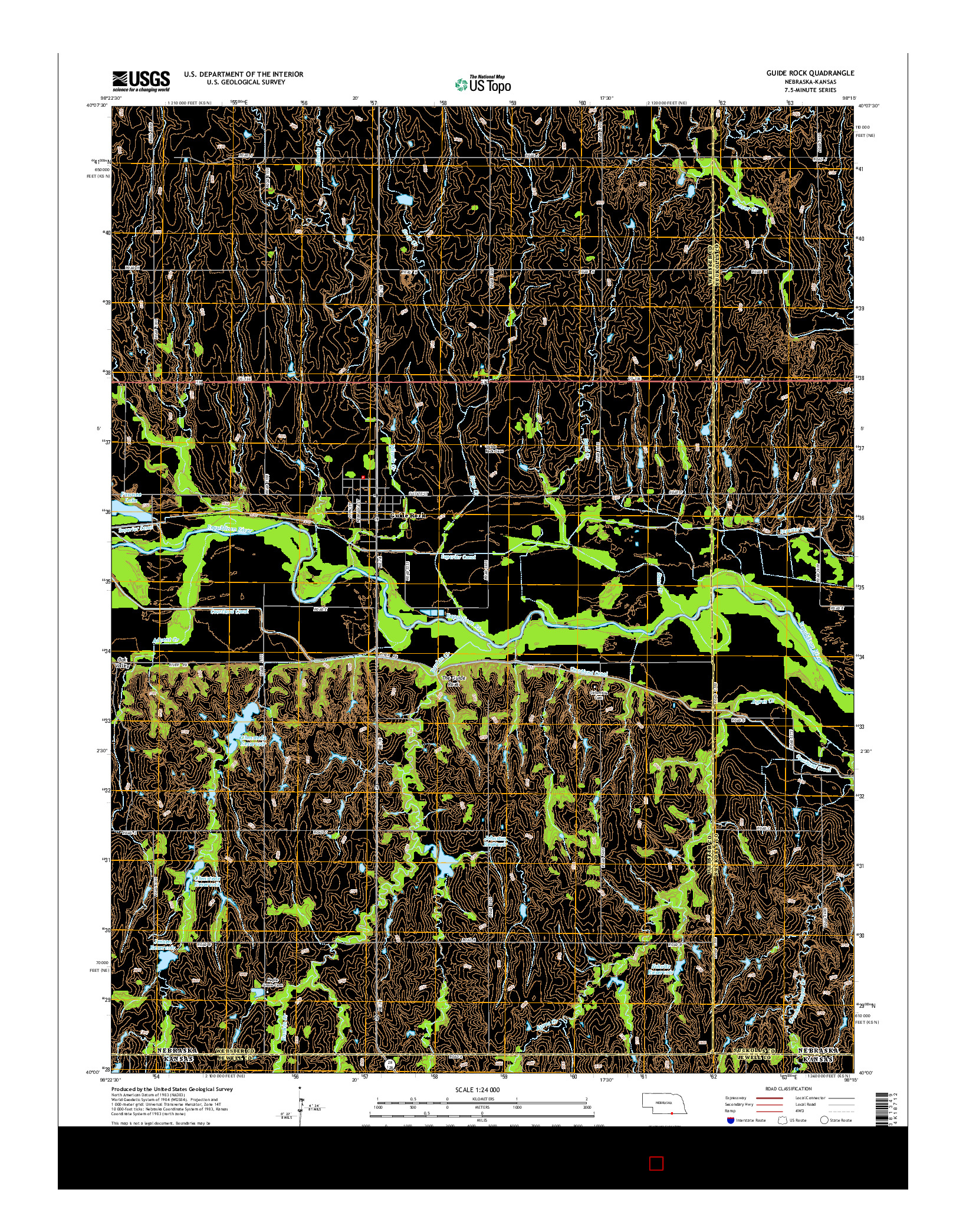 USGS US TOPO 7.5-MINUTE MAP FOR GUIDE ROCK, NE-KS 2014