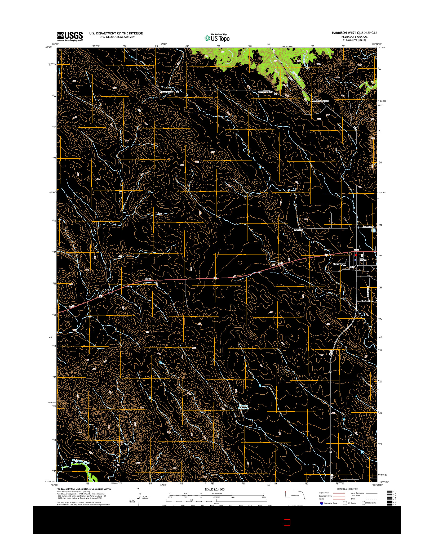 USGS US TOPO 7.5-MINUTE MAP FOR HARRISON WEST, NE 2014