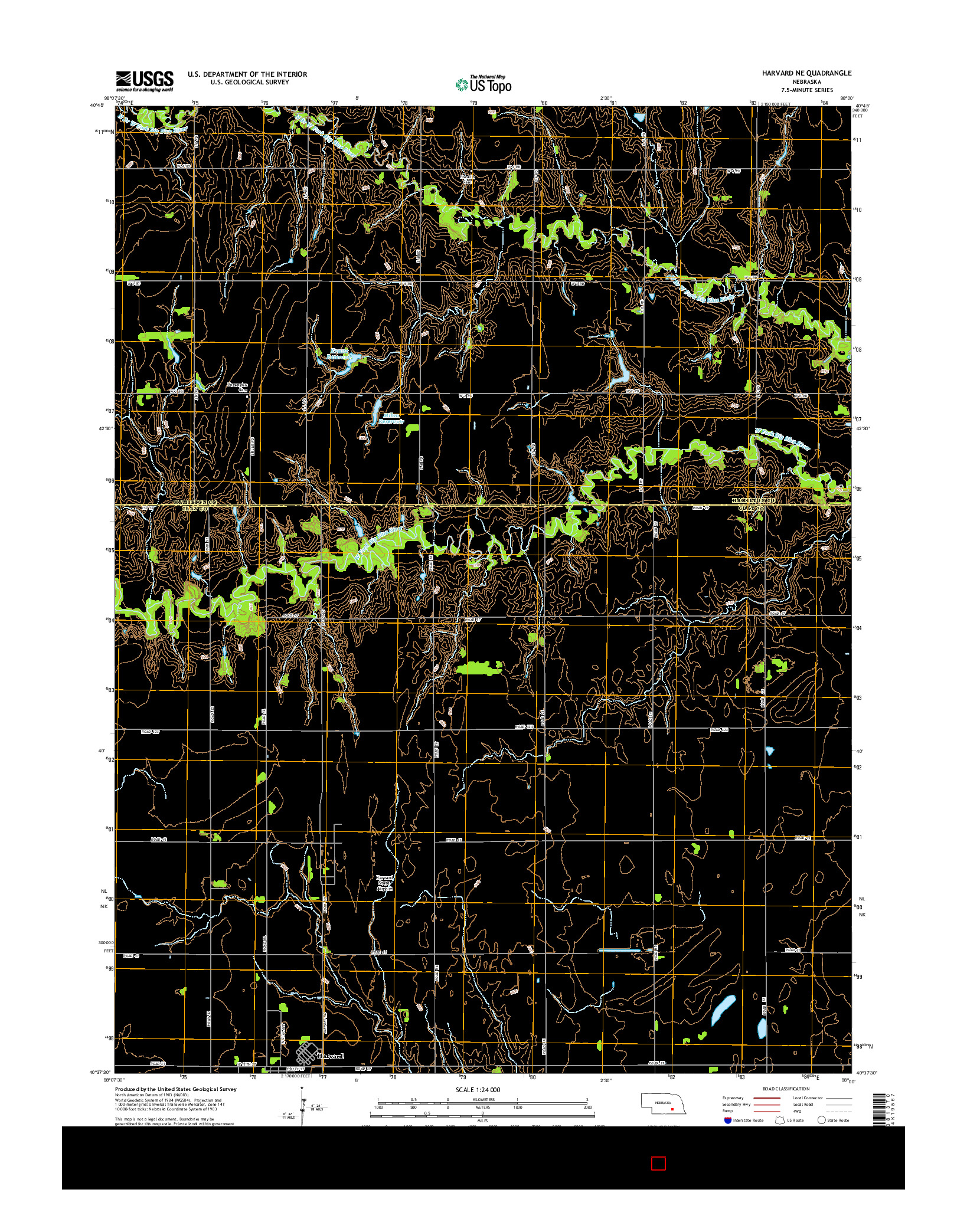 USGS US TOPO 7.5-MINUTE MAP FOR HARVARD NE, NE 2014