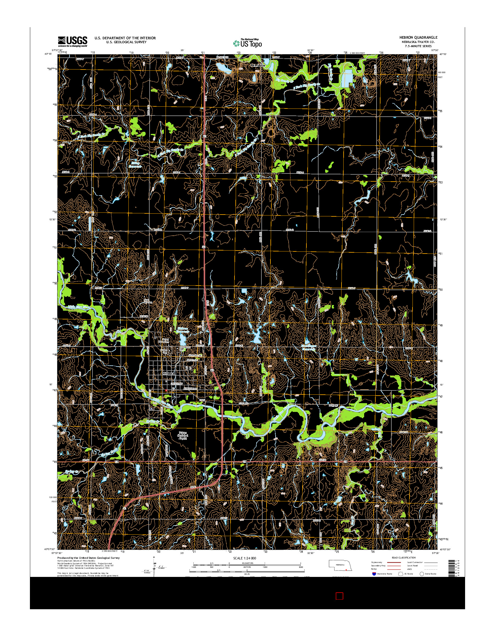 USGS US TOPO 7.5-MINUTE MAP FOR HEBRON, NE 2014