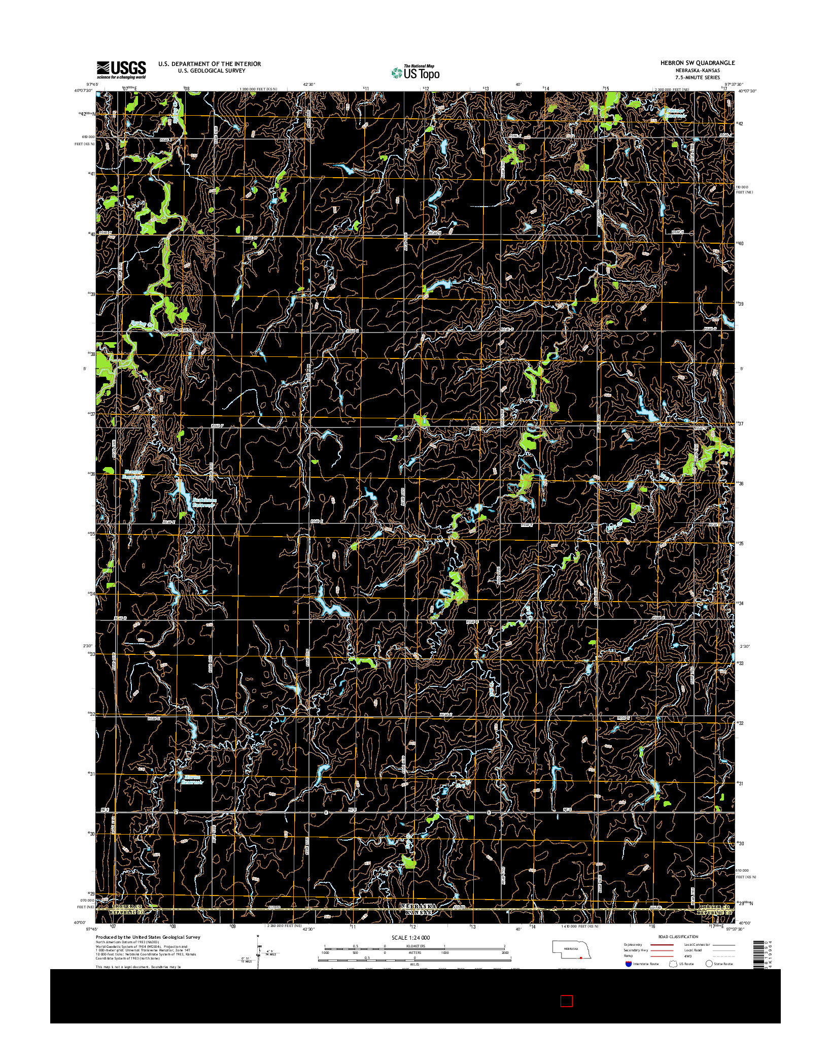 USGS US TOPO 7.5-MINUTE MAP FOR HEBRON SW, NE-KS 2014