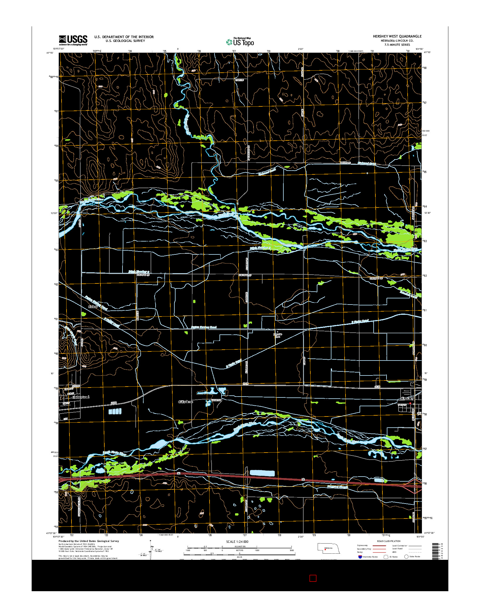 USGS US TOPO 7.5-MINUTE MAP FOR HERSHEY WEST, NE 2014
