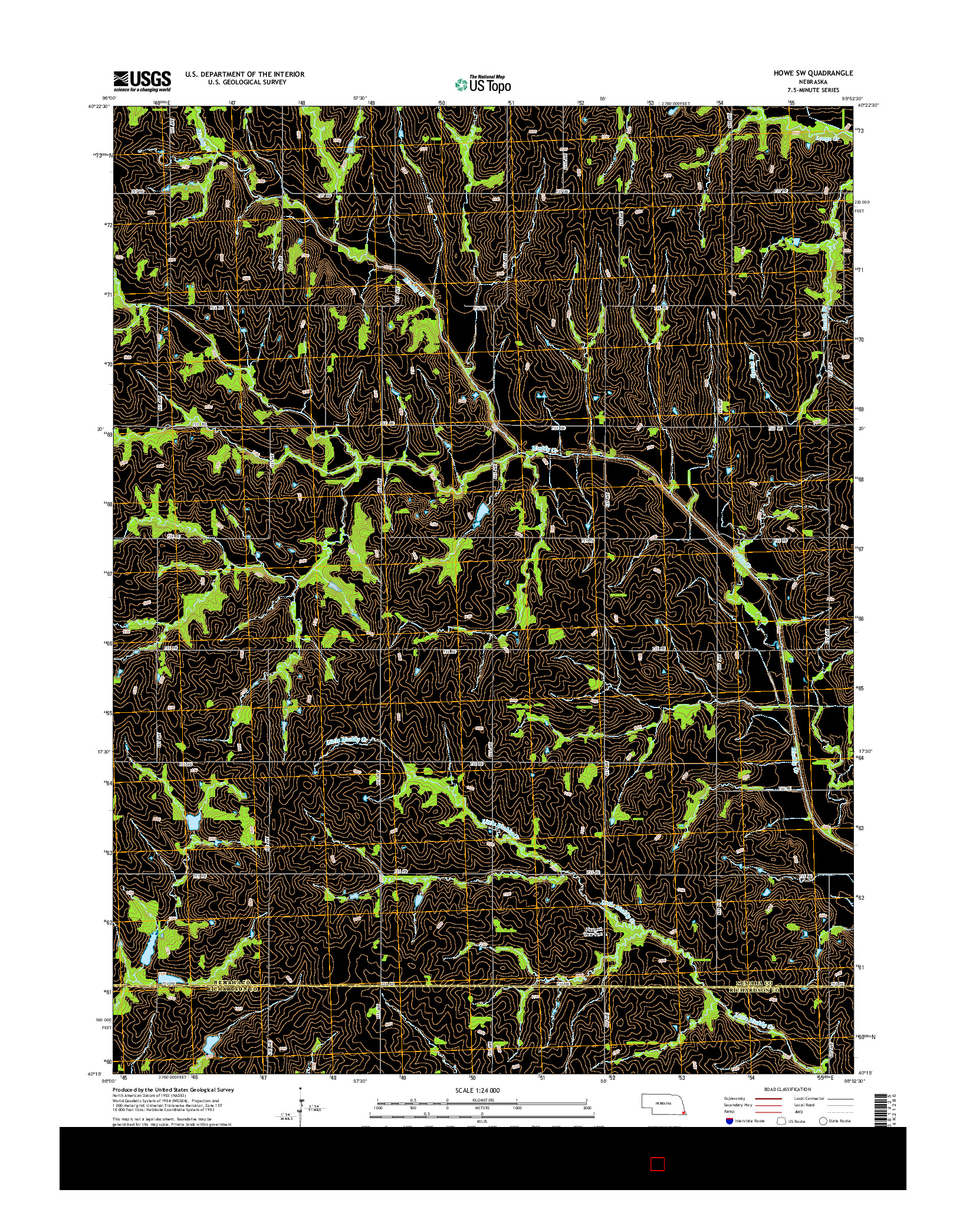 USGS US TOPO 7.5-MINUTE MAP FOR HOWE SW, NE 2014