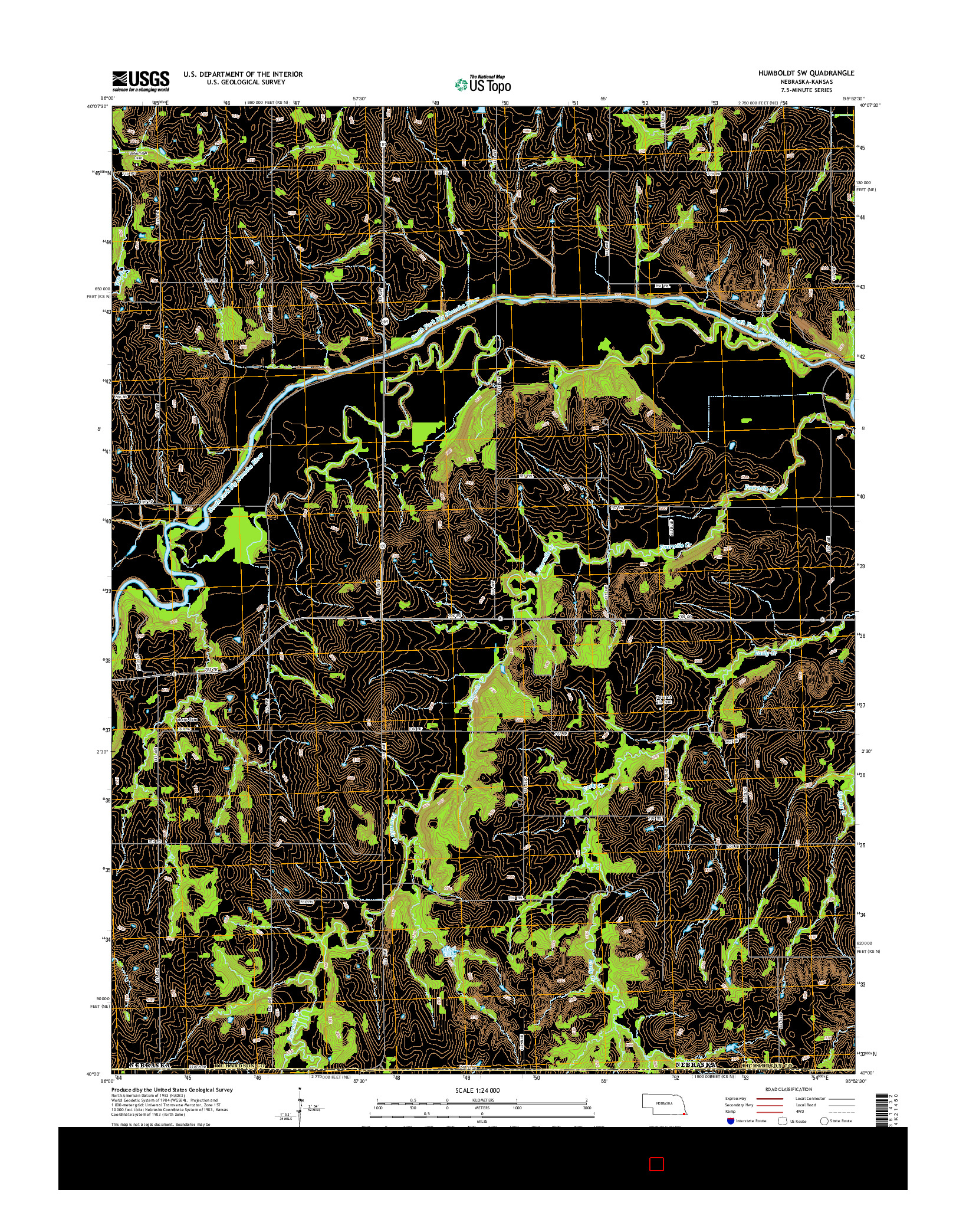 USGS US TOPO 7.5-MINUTE MAP FOR HUMBOLDT SW, NE-KS 2014