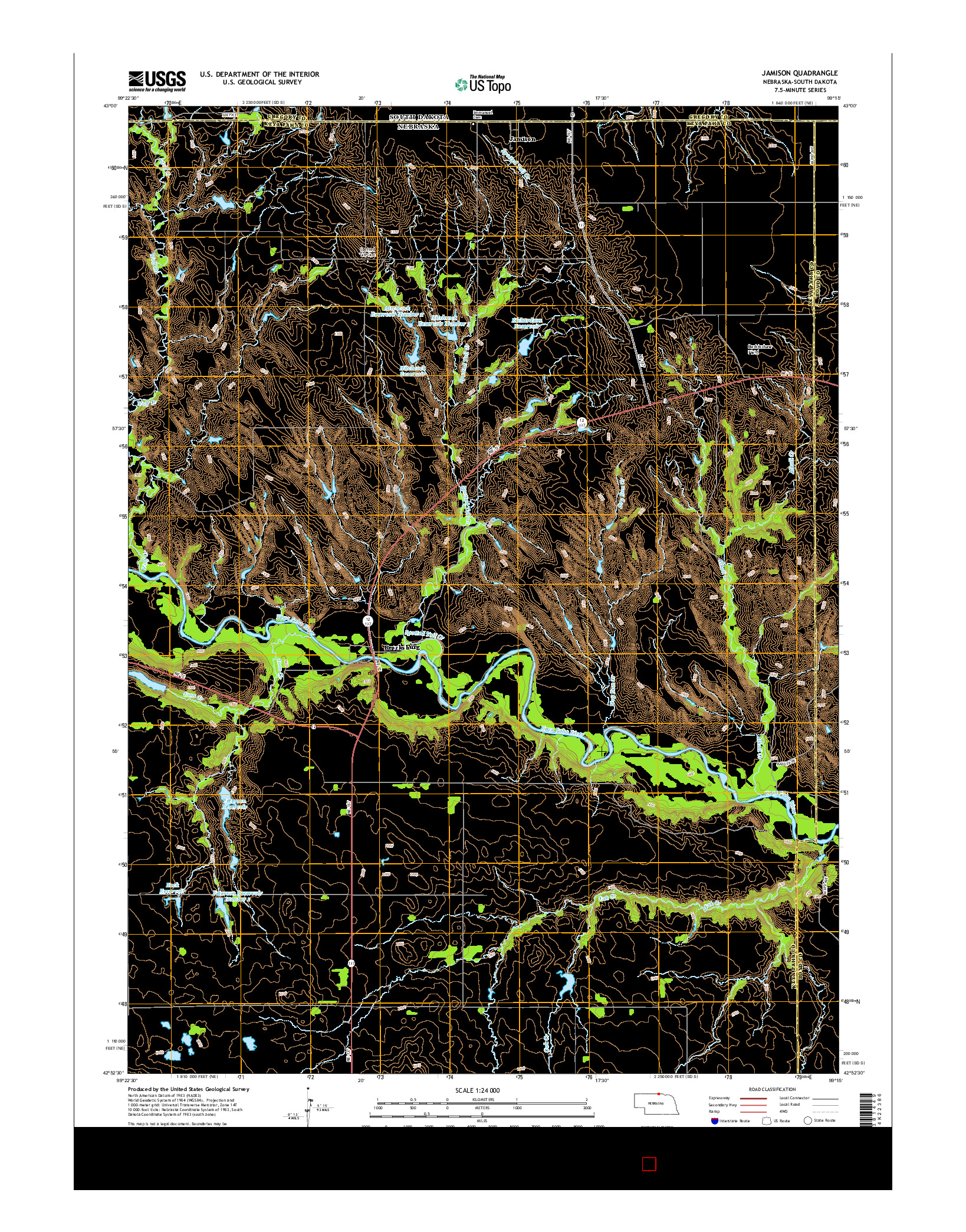USGS US TOPO 7.5-MINUTE MAP FOR JAMISON, NE-SD 2014