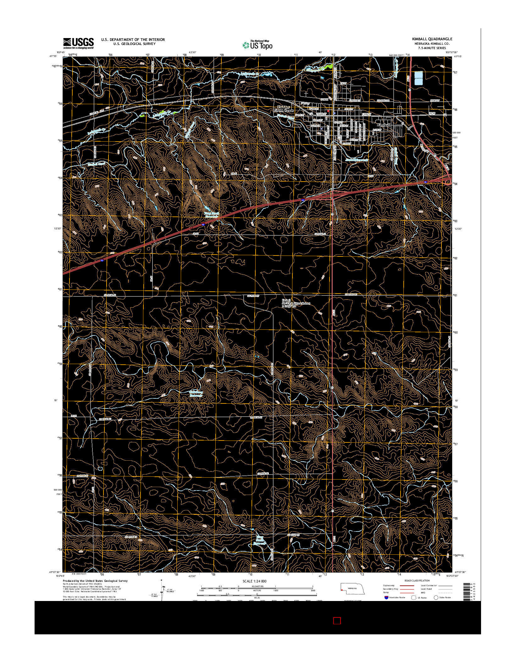 USGS US TOPO 7.5-MINUTE MAP FOR KIMBALL, NE 2014