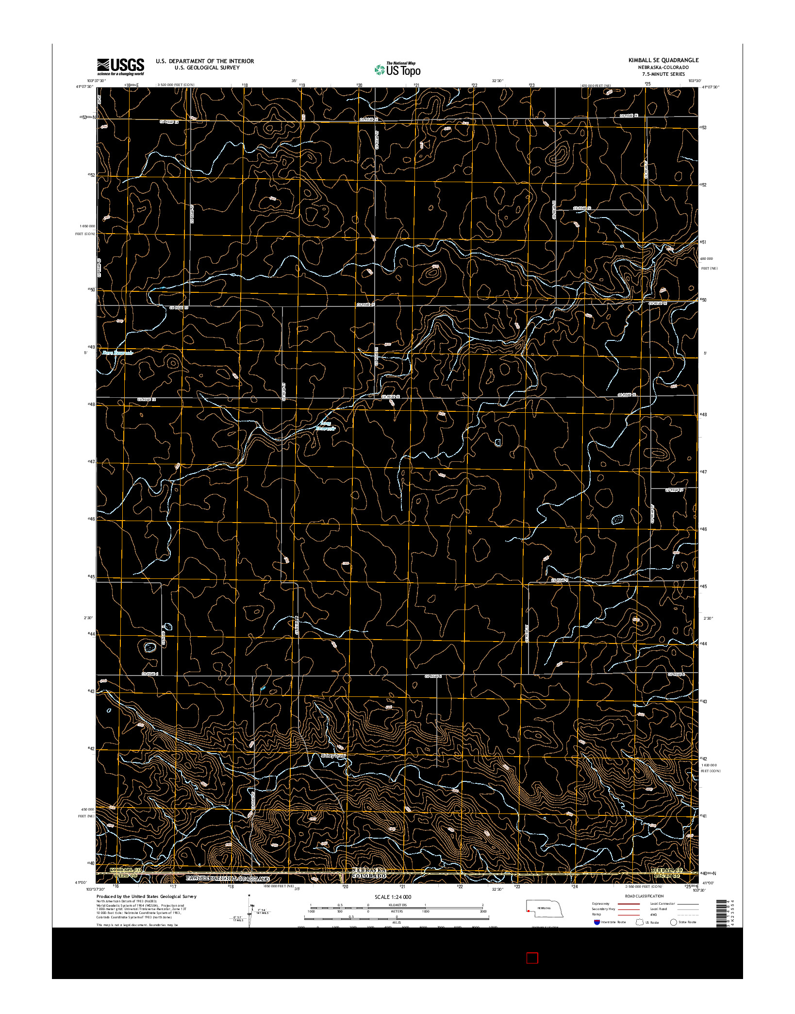 USGS US TOPO 7.5-MINUTE MAP FOR KIMBALL SE, NE-CO 2014