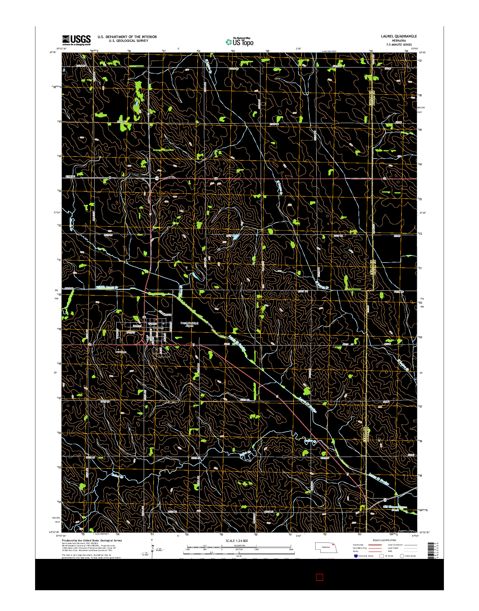 USGS US TOPO 7.5-MINUTE MAP FOR LAUREL, NE 2014