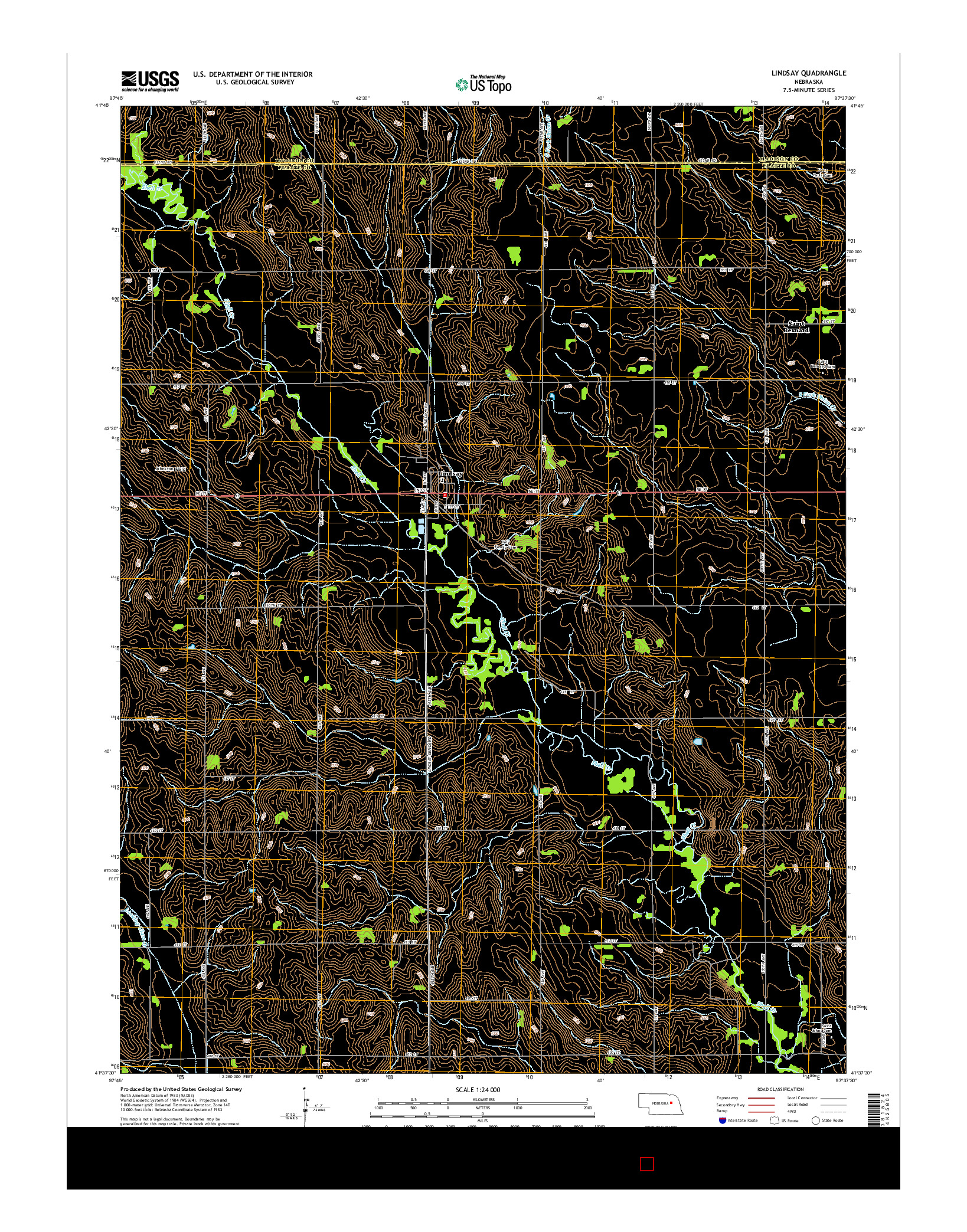USGS US TOPO 7.5-MINUTE MAP FOR LINDSAY, NE 2014