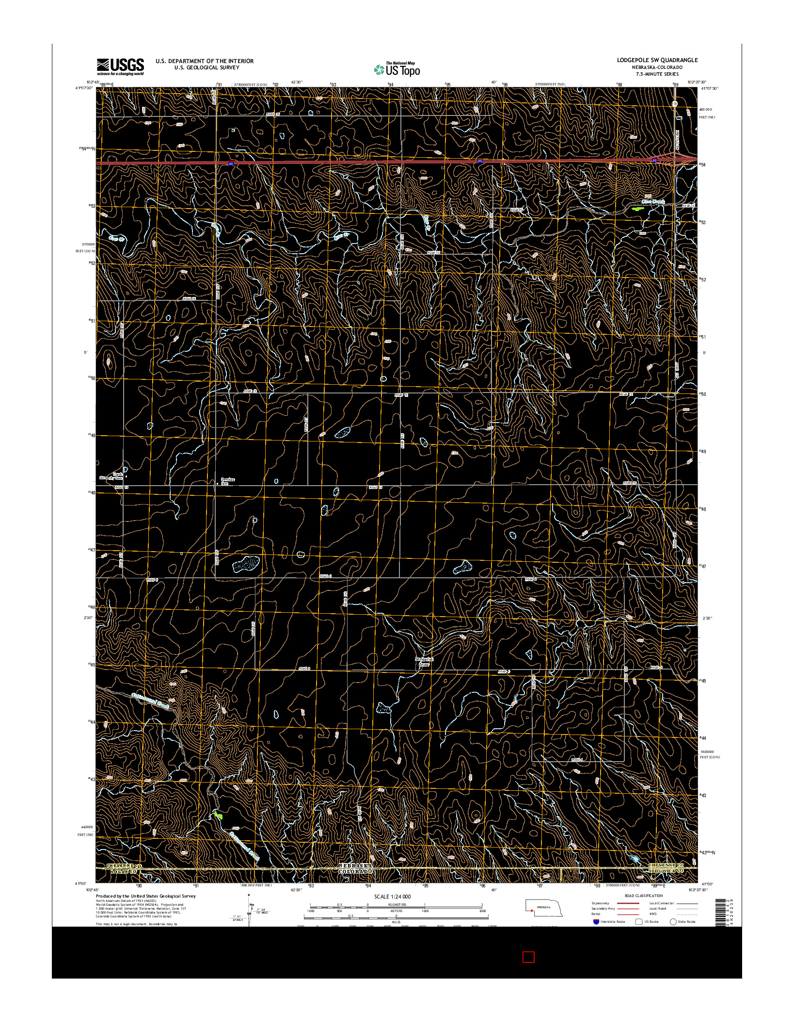 USGS US TOPO 7.5-MINUTE MAP FOR LODGEPOLE SW, NE-CO 2014