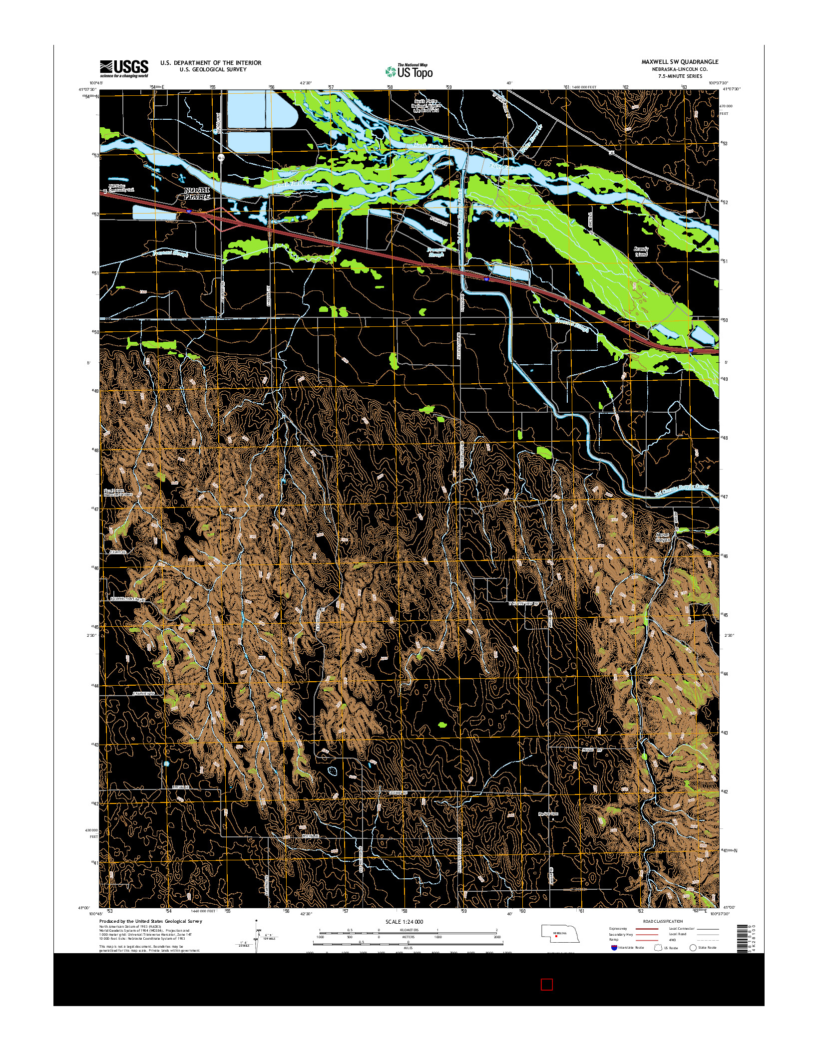 USGS US TOPO 7.5-MINUTE MAP FOR MAXWELL SW, NE 2014