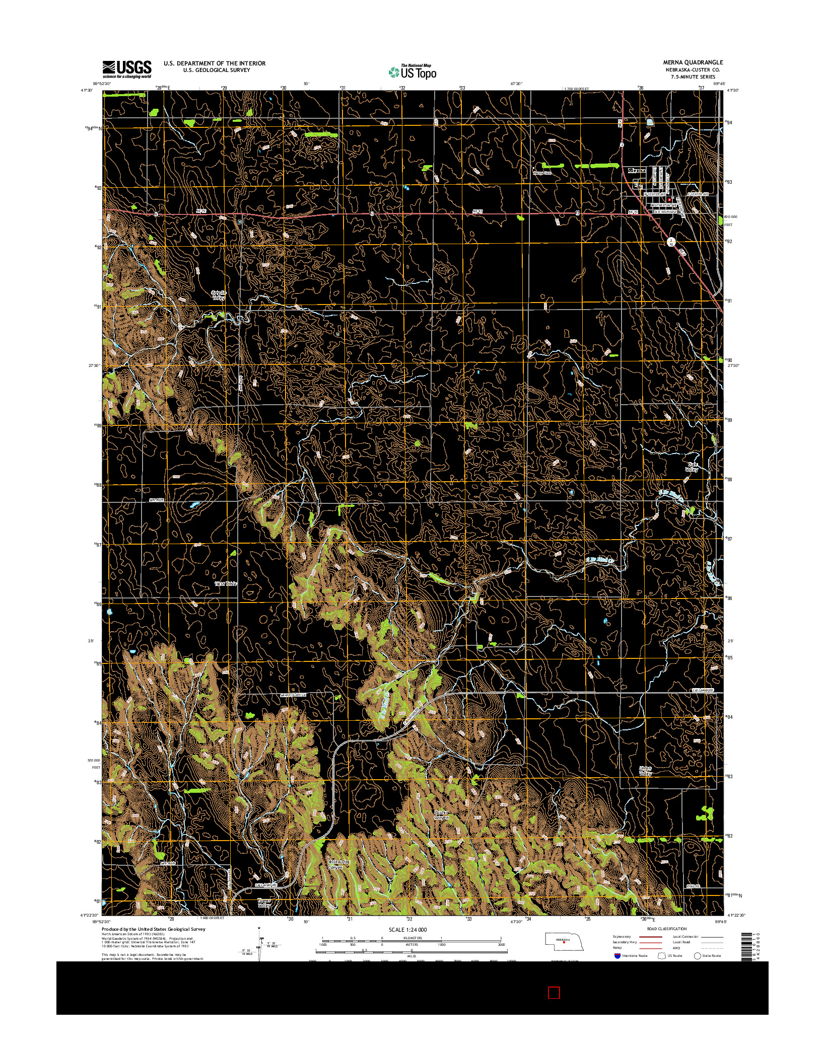 USGS US TOPO 7.5-MINUTE MAP FOR MERNA, NE 2014