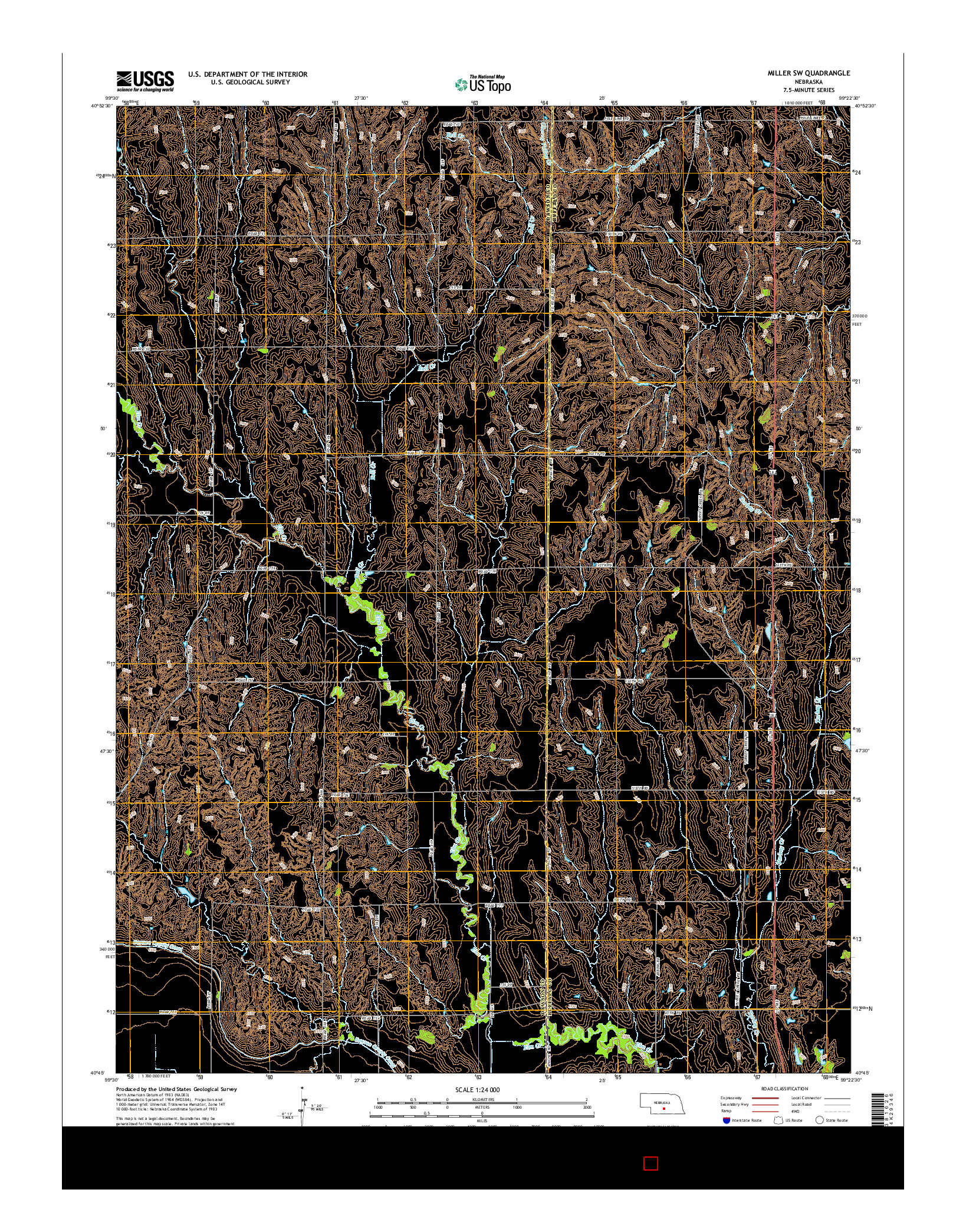 USGS US TOPO 7.5-MINUTE MAP FOR MILLER SW, NE 2014