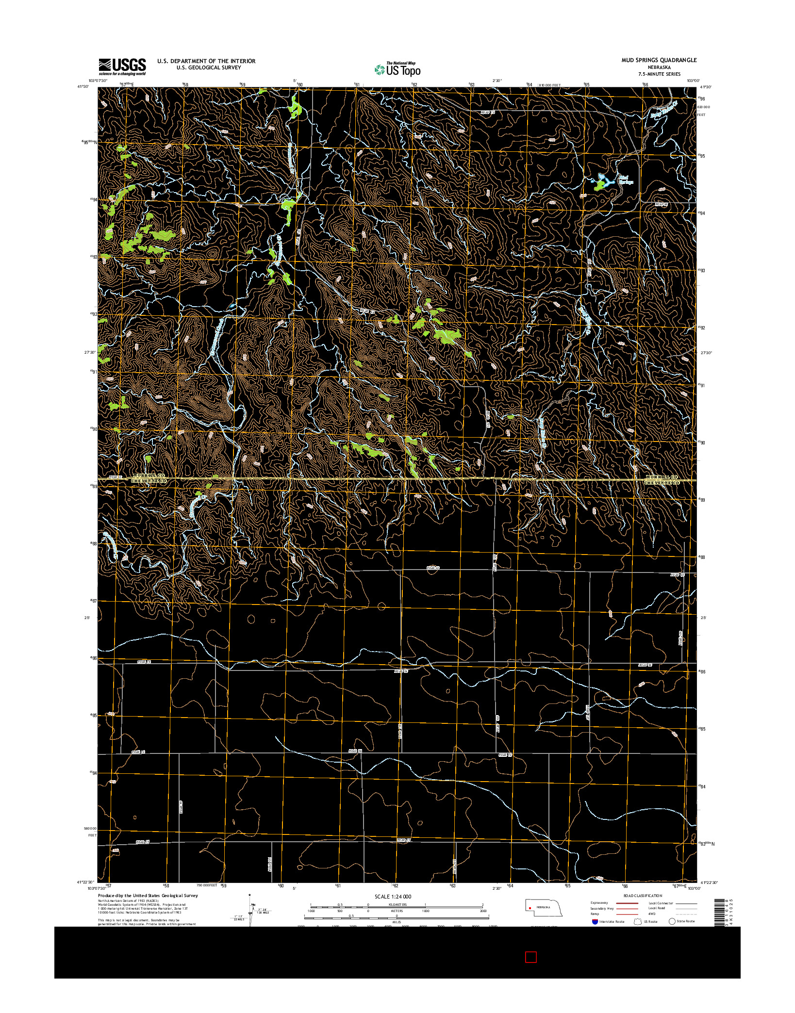 USGS US TOPO 7.5-MINUTE MAP FOR MUD SPRINGS, NE 2014