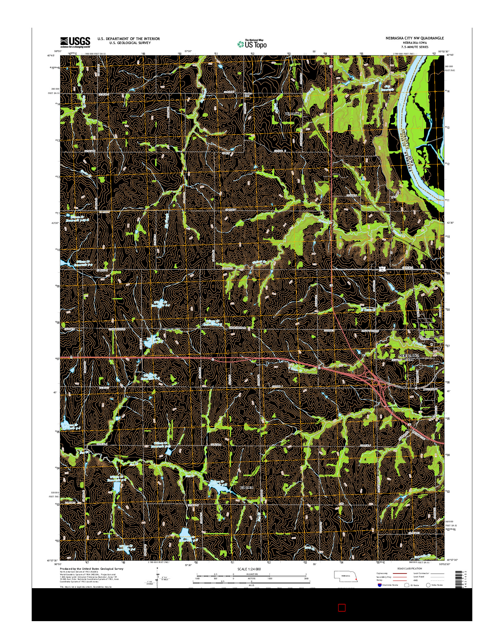 USGS US TOPO 7.5-MINUTE MAP FOR NEBRASKA CITY NW, NE-IA 2014