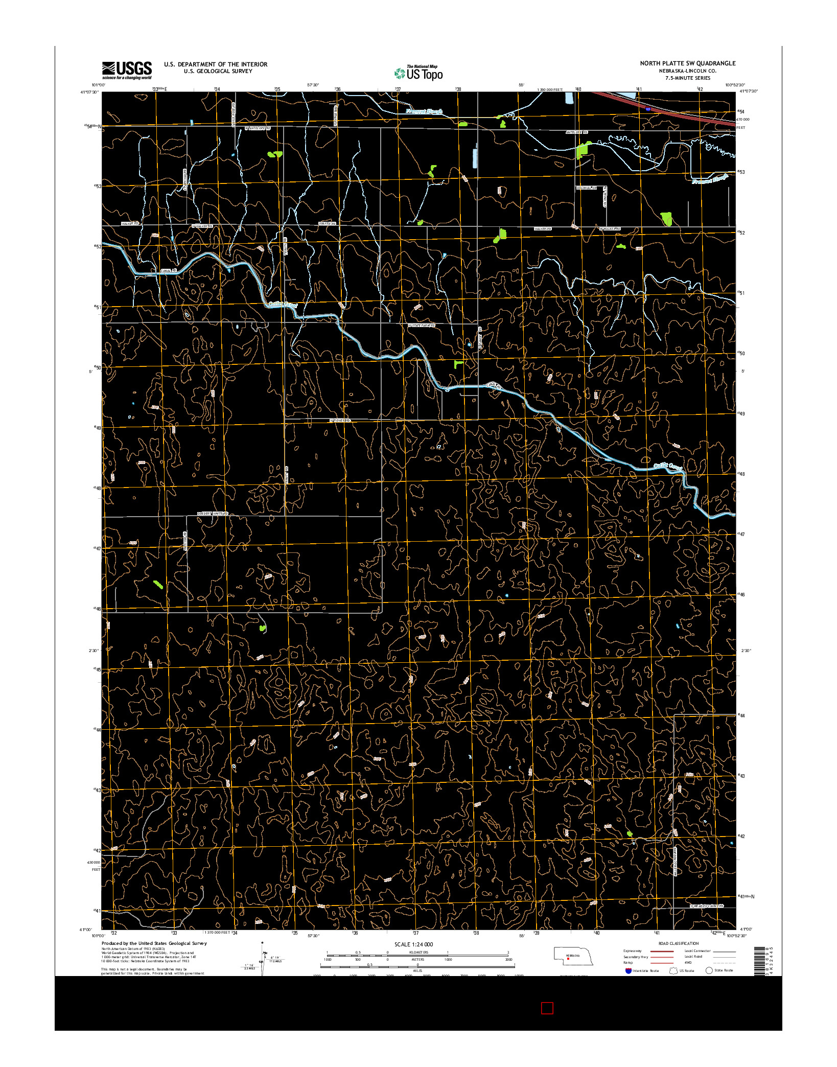 USGS US TOPO 7.5-MINUTE MAP FOR NORTH PLATTE SW, NE 2014