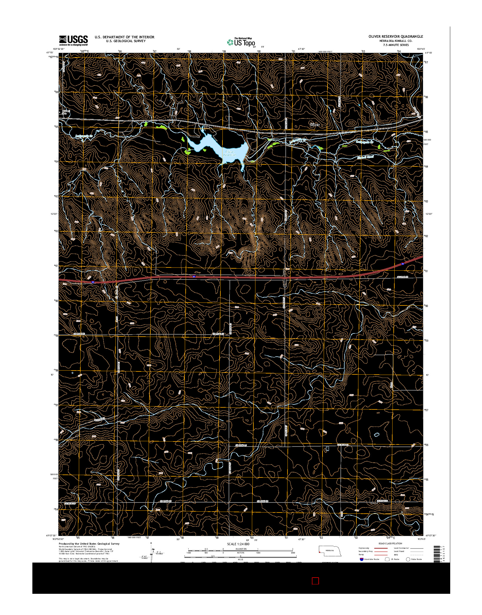 USGS US TOPO 7.5-MINUTE MAP FOR OLIVER RESERVOIR, NE 2014