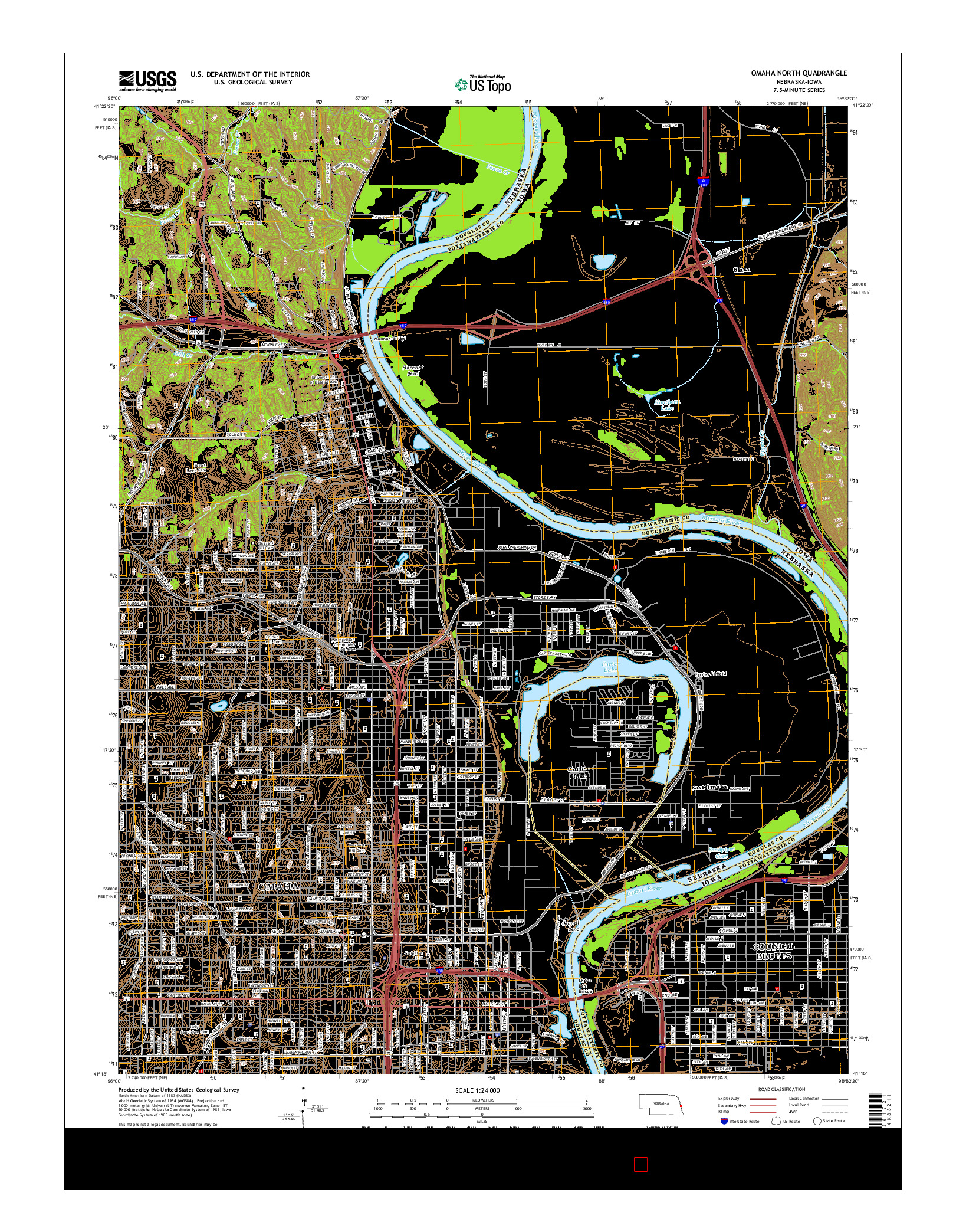 USGS US TOPO 7.5-MINUTE MAP FOR OMAHA NORTH, NE-IA 2014