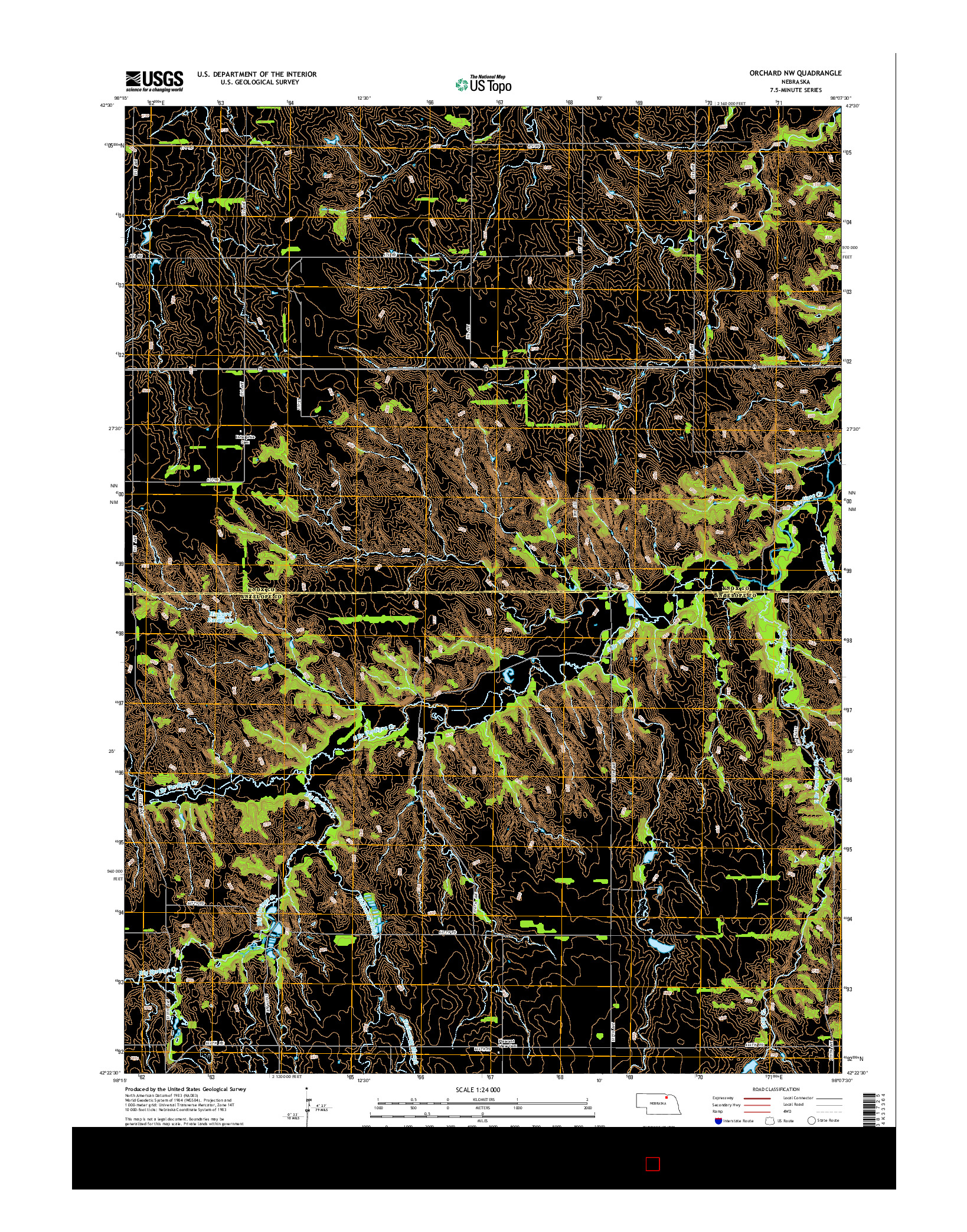 USGS US TOPO 7.5-MINUTE MAP FOR ORCHARD NW, NE 2014