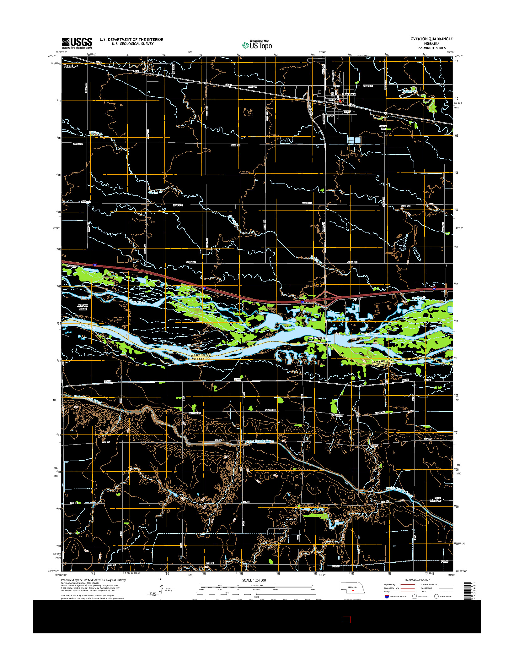 USGS US TOPO 7.5-MINUTE MAP FOR OVERTON, NE 2014