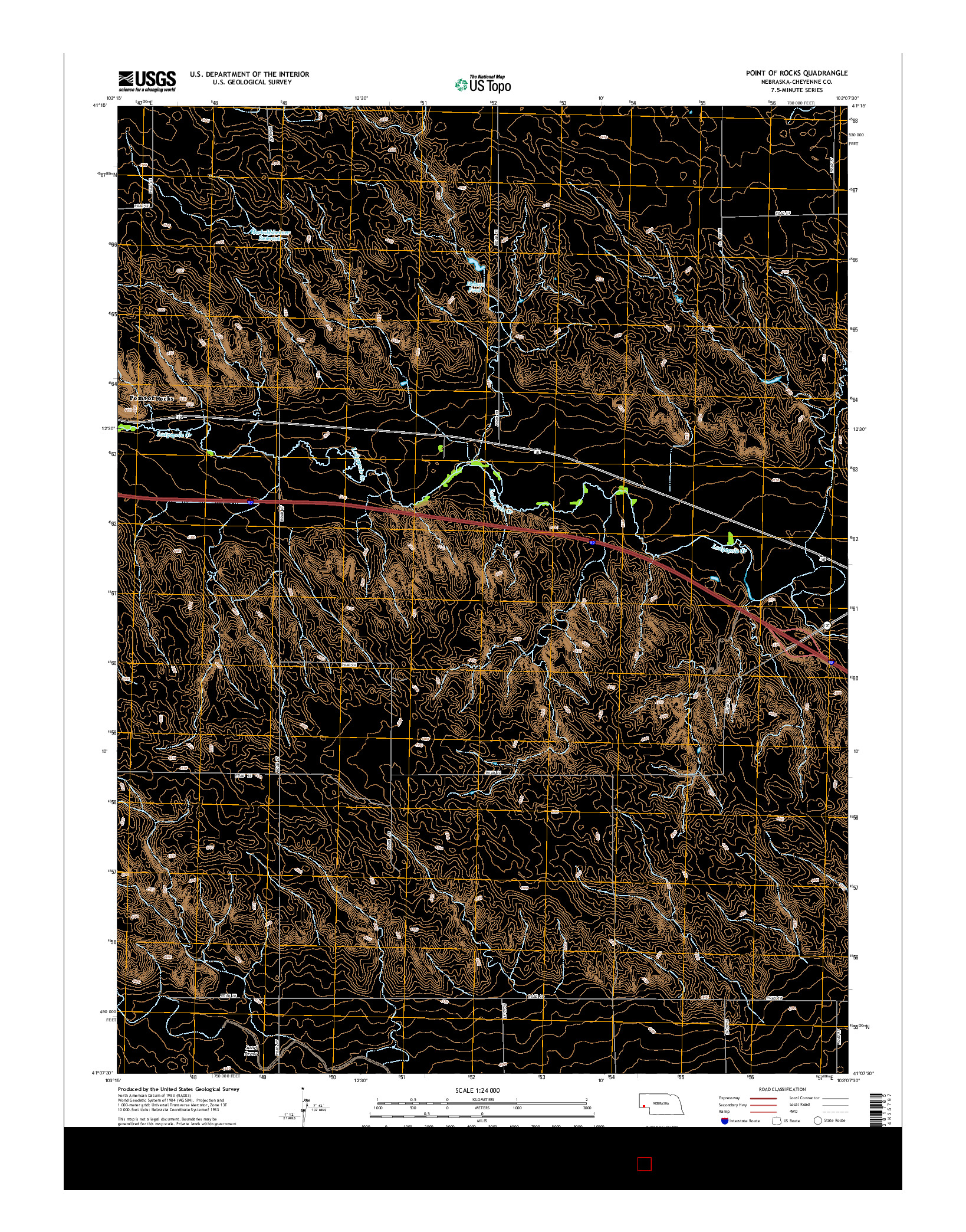 USGS US TOPO 7.5-MINUTE MAP FOR POINT OF ROCKS, NE 2014